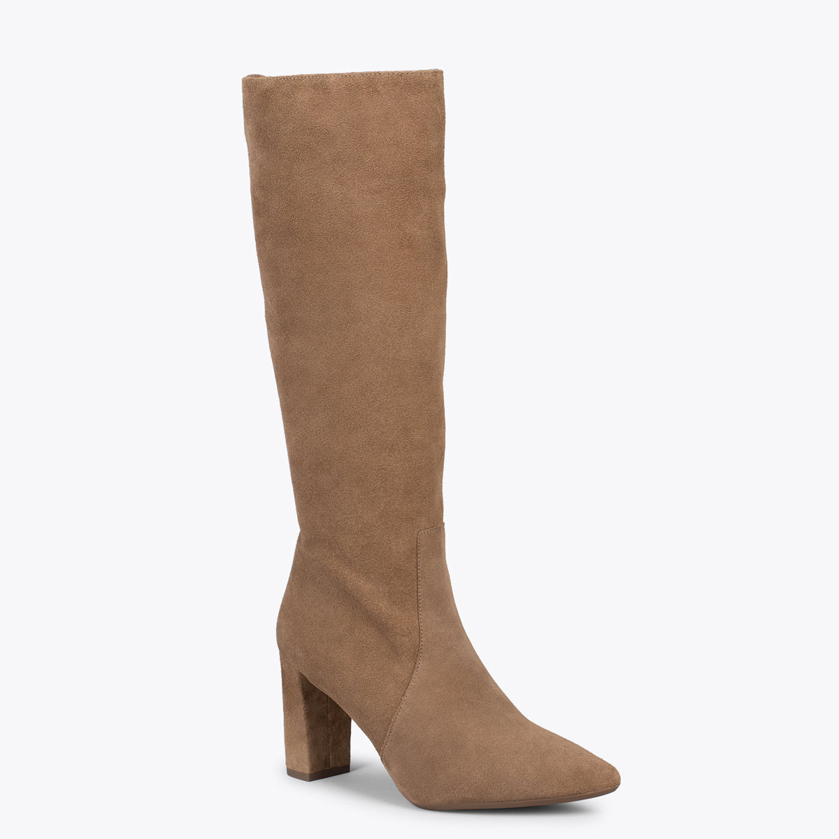 URBAN - Botas Altas de serraje con cremallera TAUPE