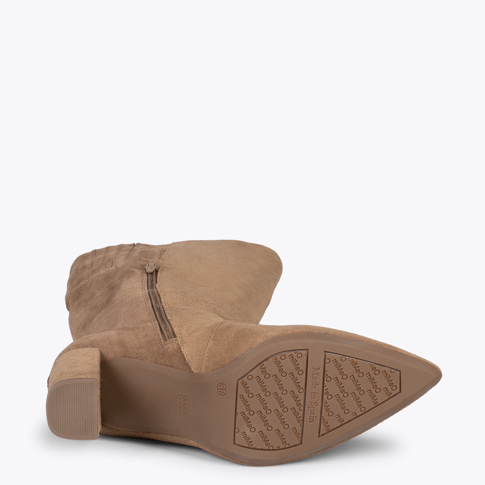 URBAN - Botas Altas de serraje con cremallera TAUPE