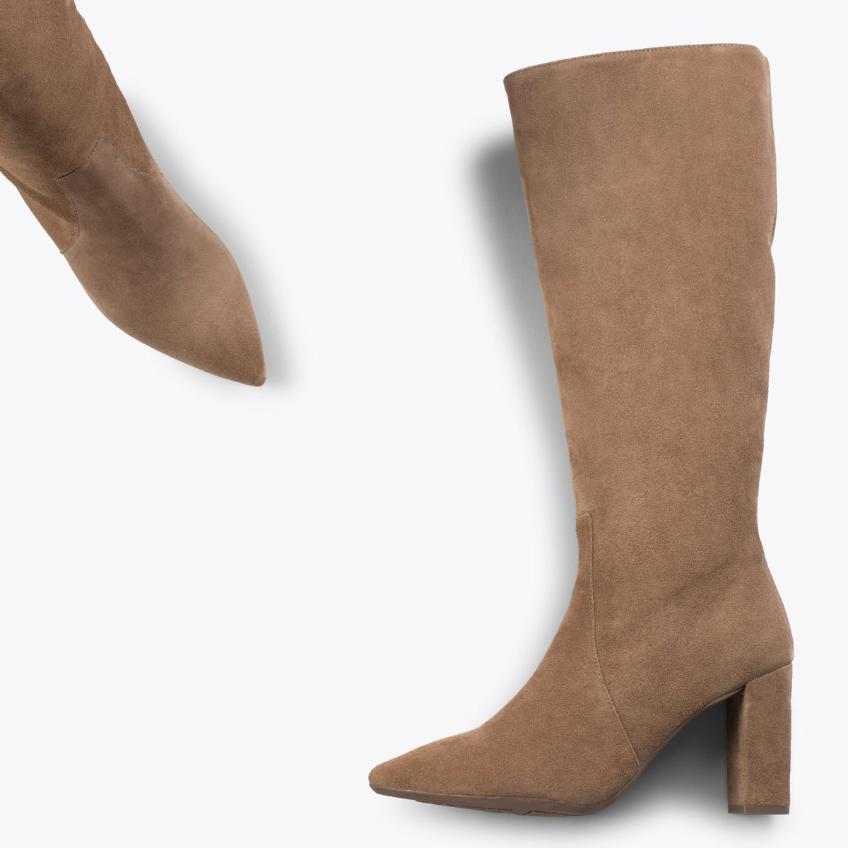 URBAN - Botas Altas de serraje con cremallera TAUPE