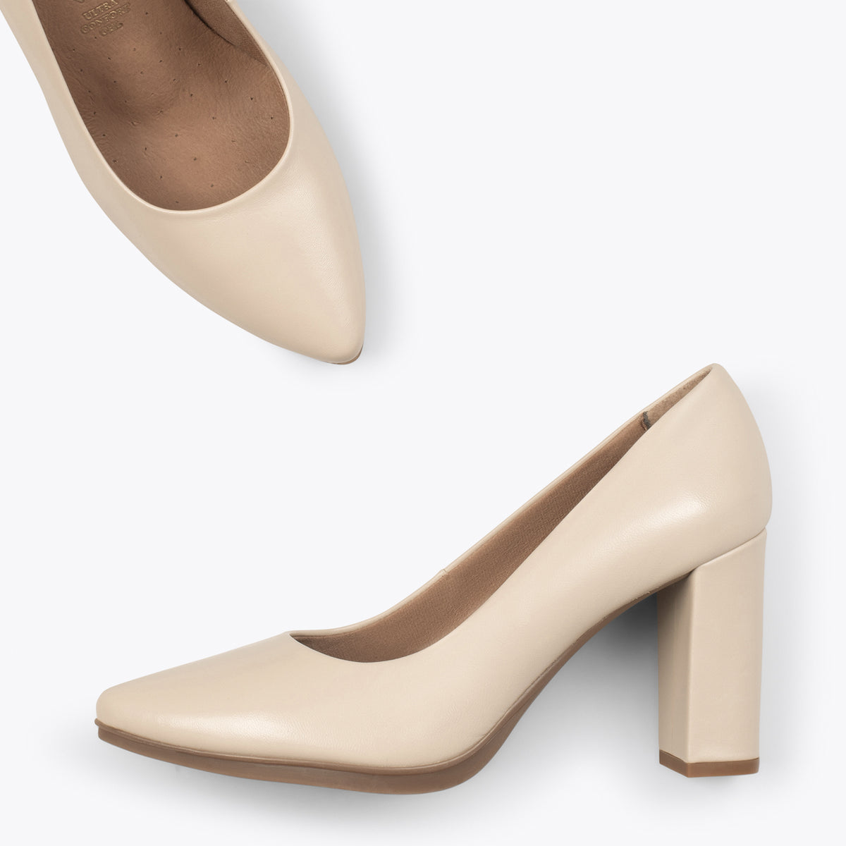 URBAN SALON – Zapatos de tacón alto de napa BEIGE