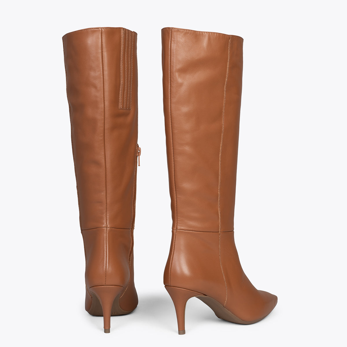 MANHATTAN – Botas altas de tacón con cremallera CAMEL - miMaO ®