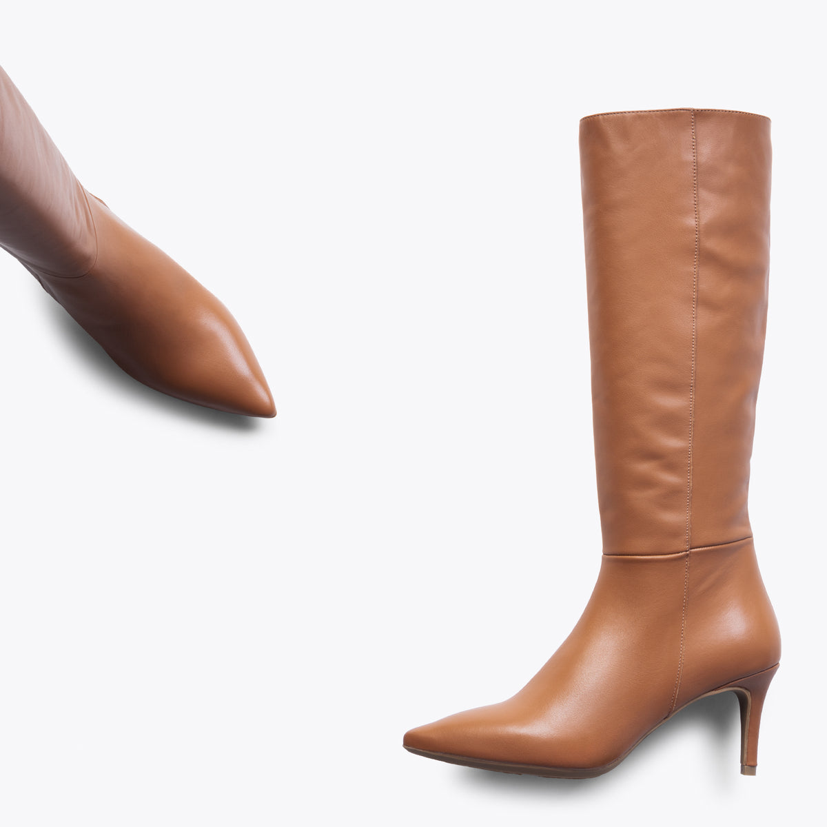 MANHATTAN – Botas altas de tacón con cremallera CAMEL - miMaO ®