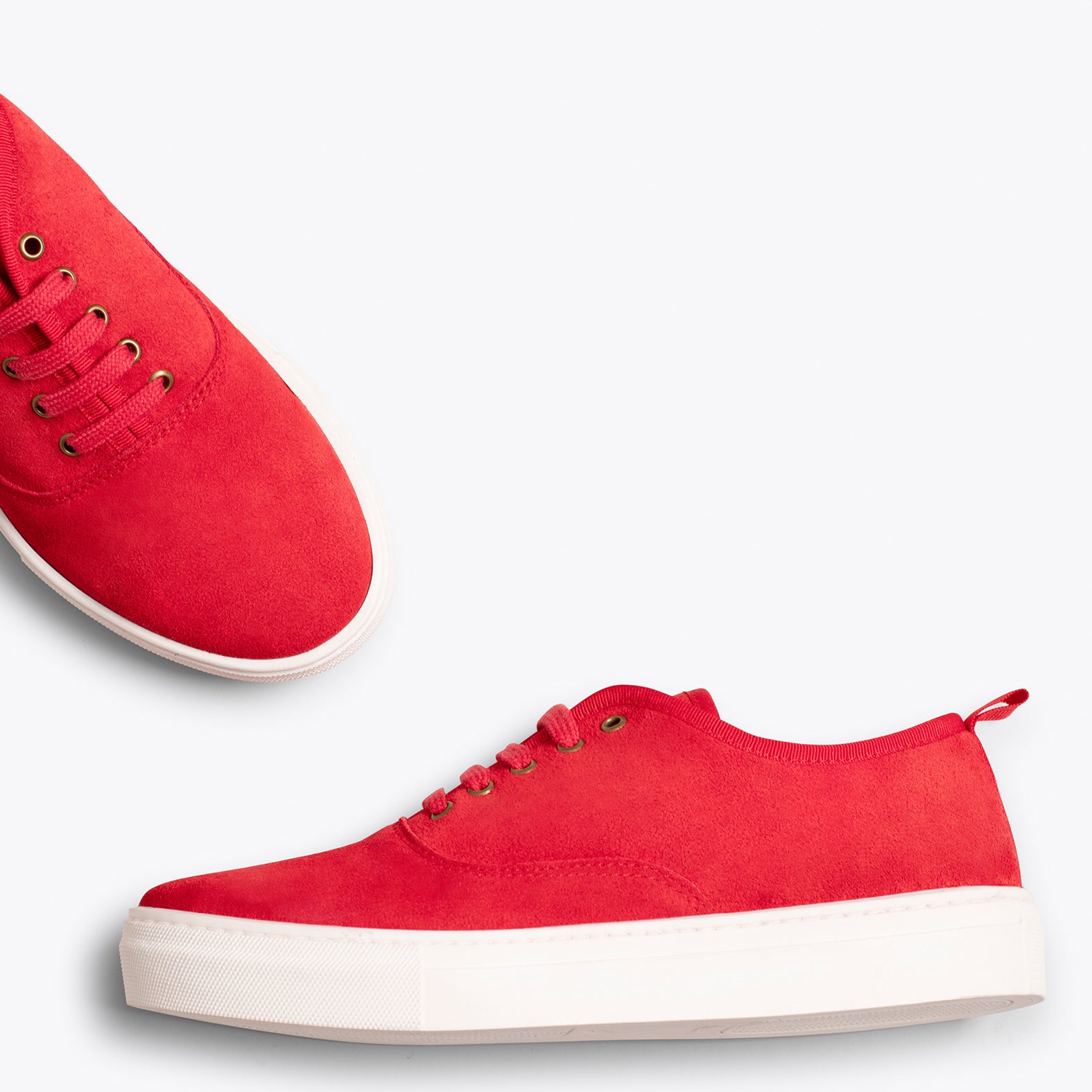 WANDER – RED suede sneaker with platform