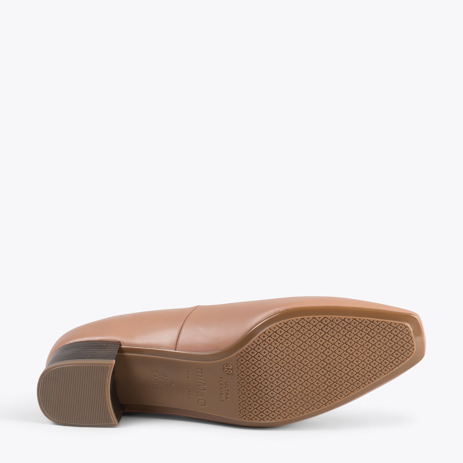URBAN LADY – Chaussures à talon bas en cuir nappa NUDE
