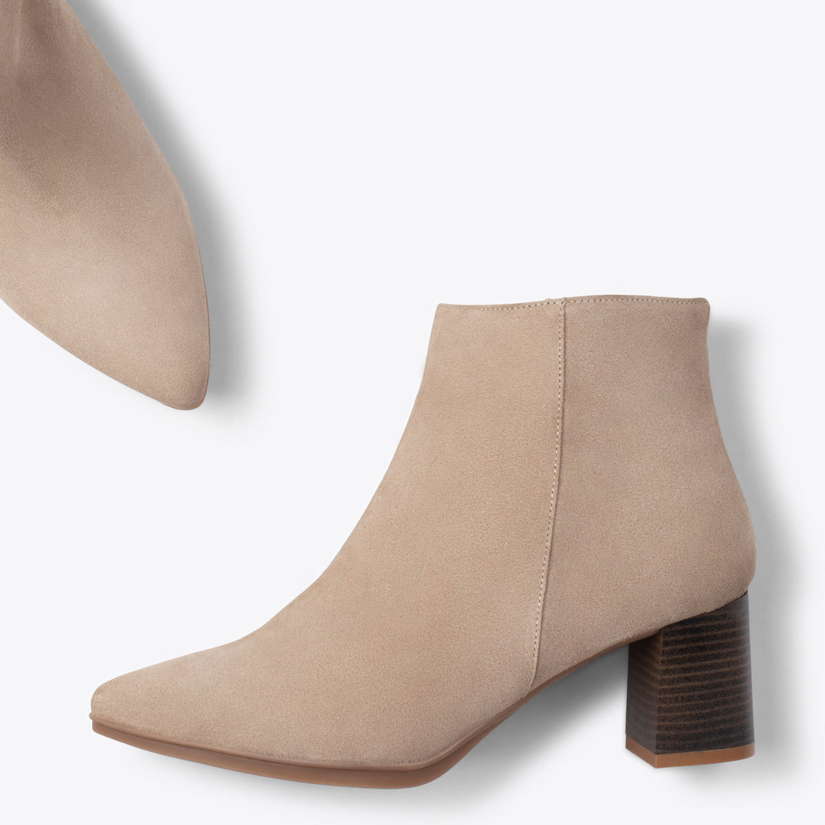 CITY -  Botines de tacón ancho y punta fina BEIGE - miMaO ®
