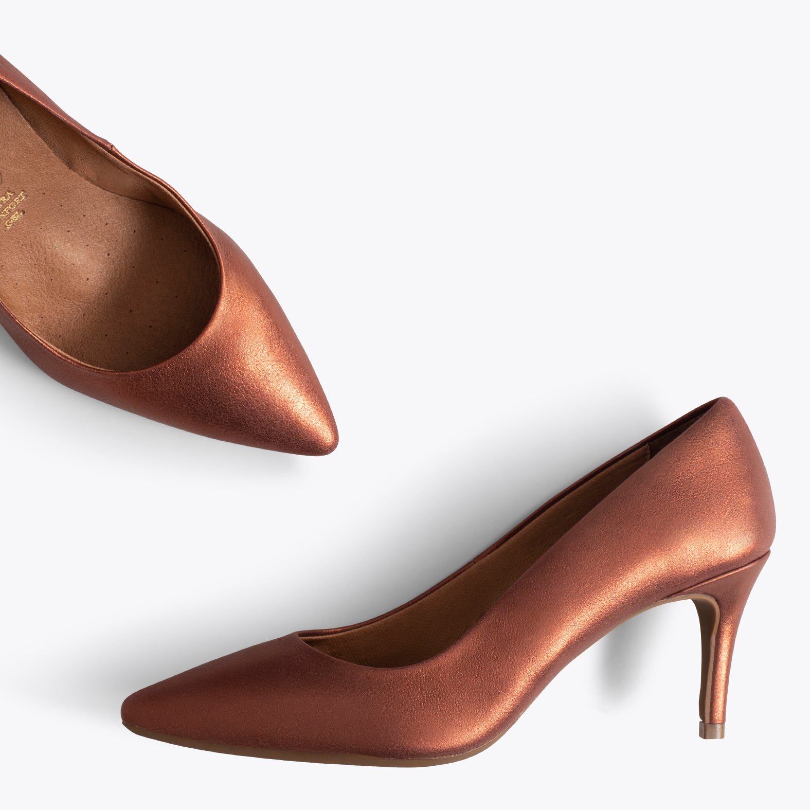 STILETTO -  Chaussures en cuir métallisé CUIVRE avec talon aiguille