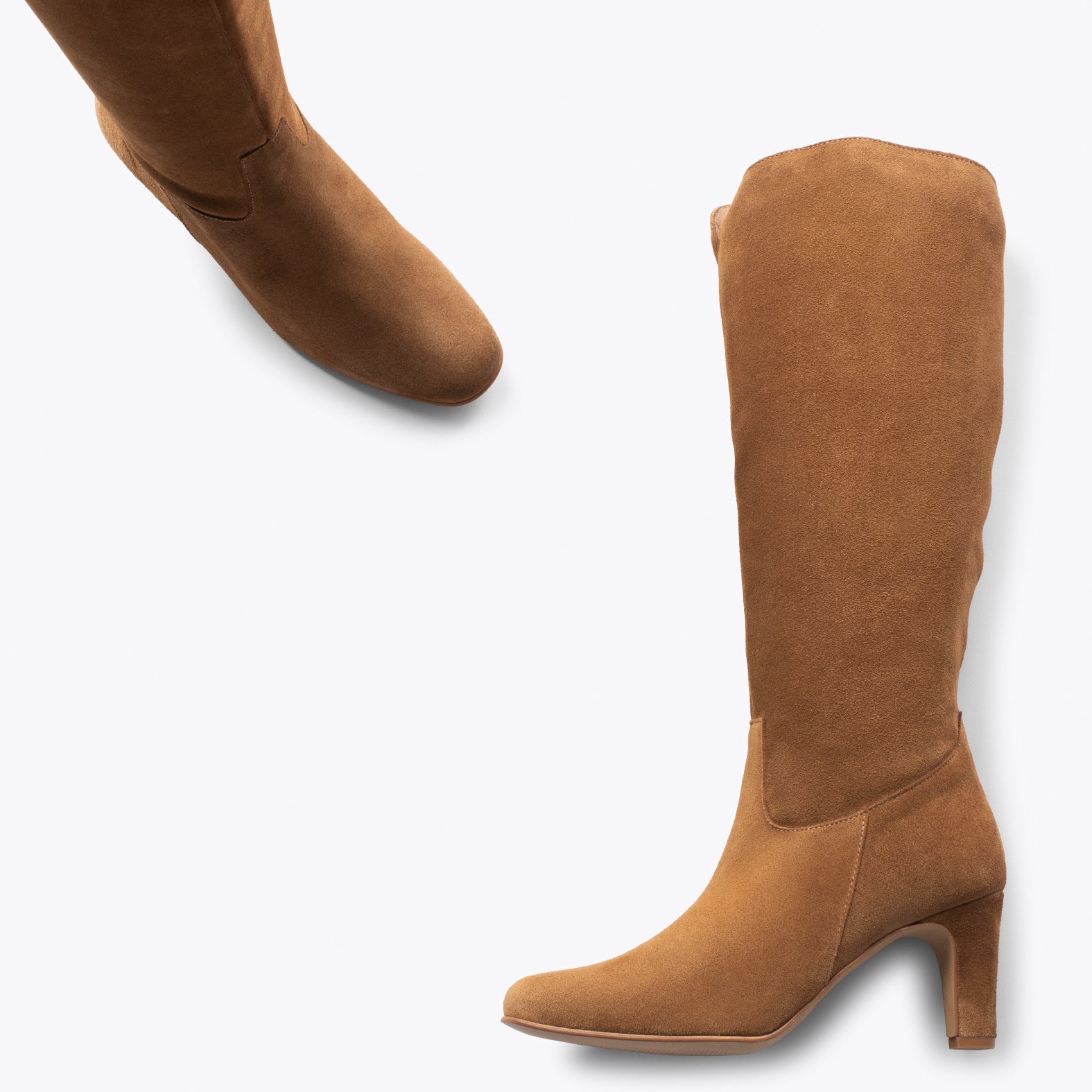 Botas URBAN Redondas – Botas de caña alta con tacón CAMEL