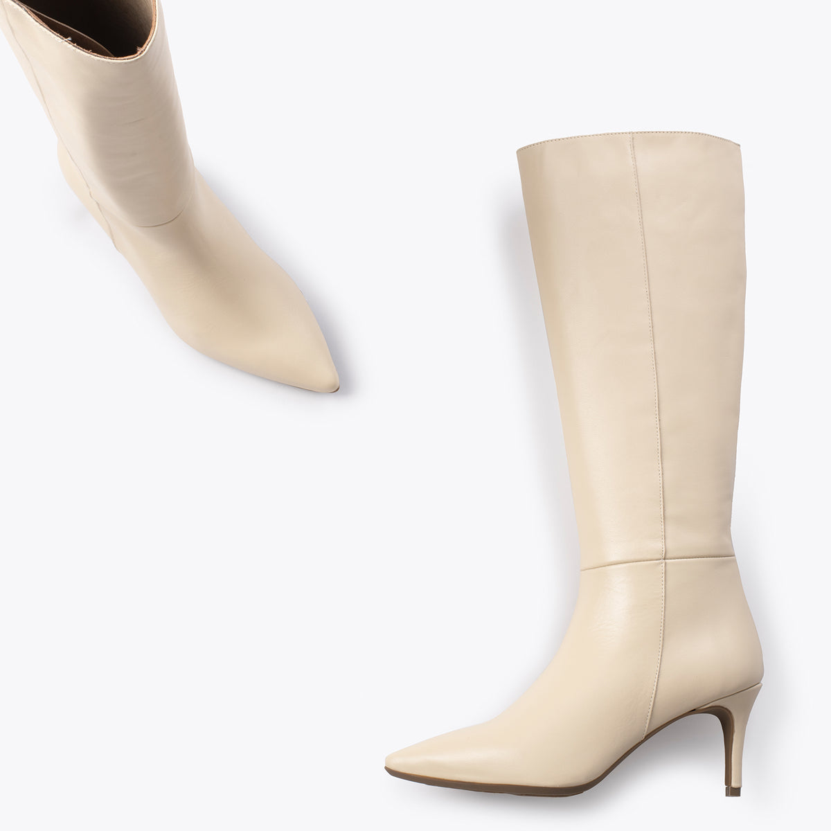MANHATTAN – Botas altas de tacón con cremallera BEIGE
