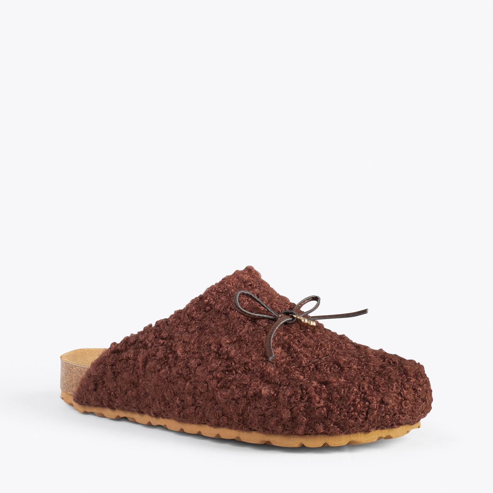 SWEET DREAMS – BROWN felt home slipper with ribbon
