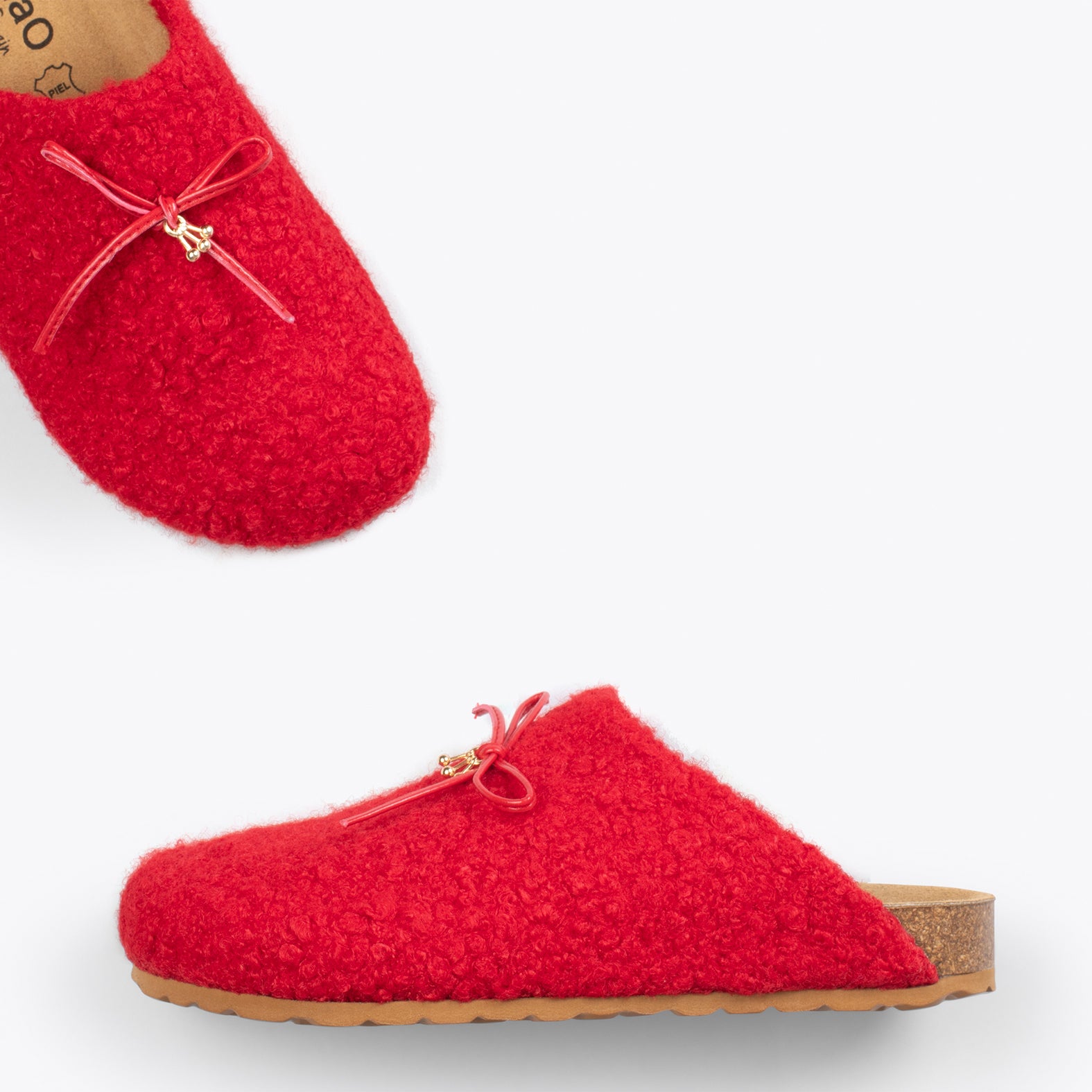 SWEET DREAMS – RED felt home slipper with ribbon