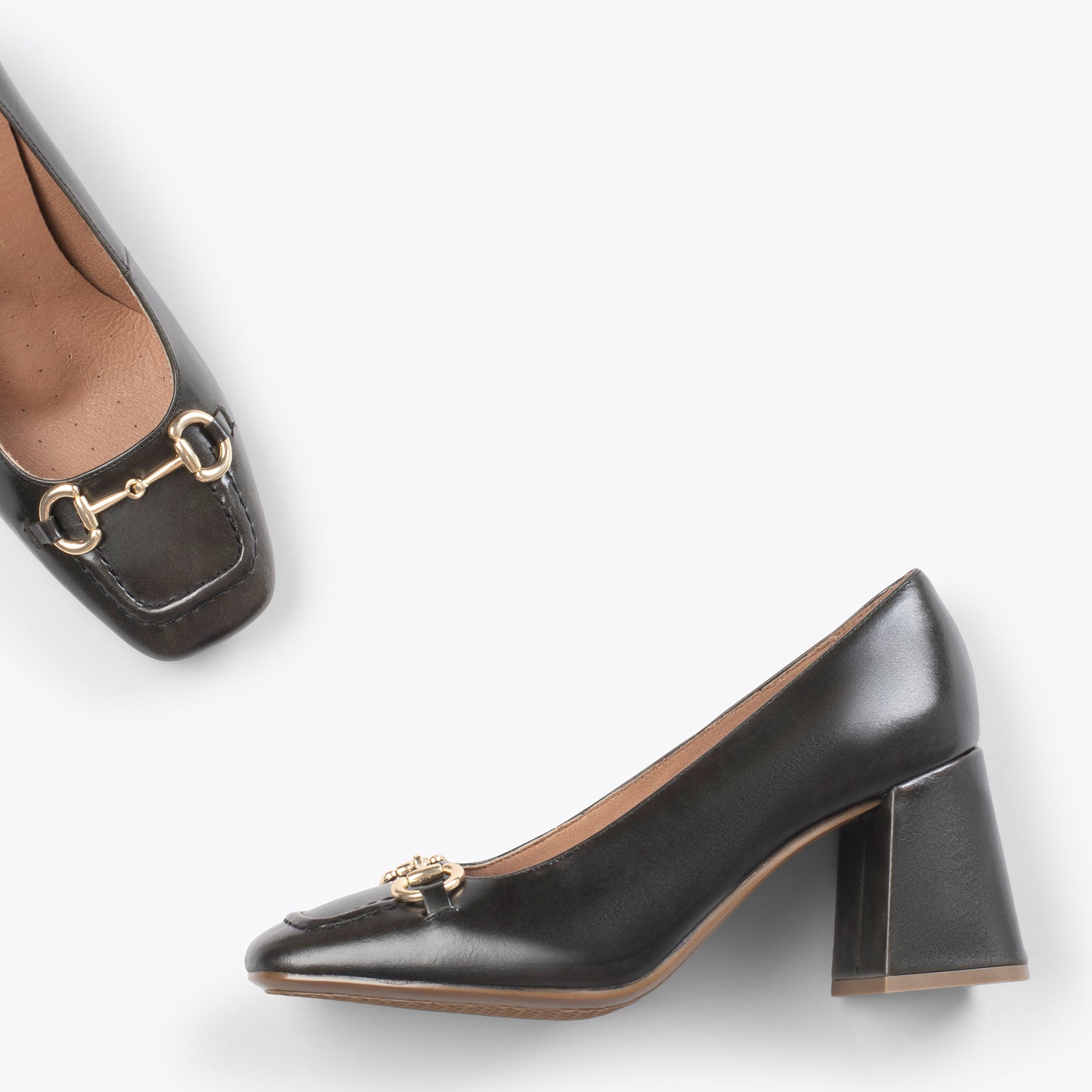 MÍA – Zapatos con tacón bloque VERDE OSCURO - miMaO ®