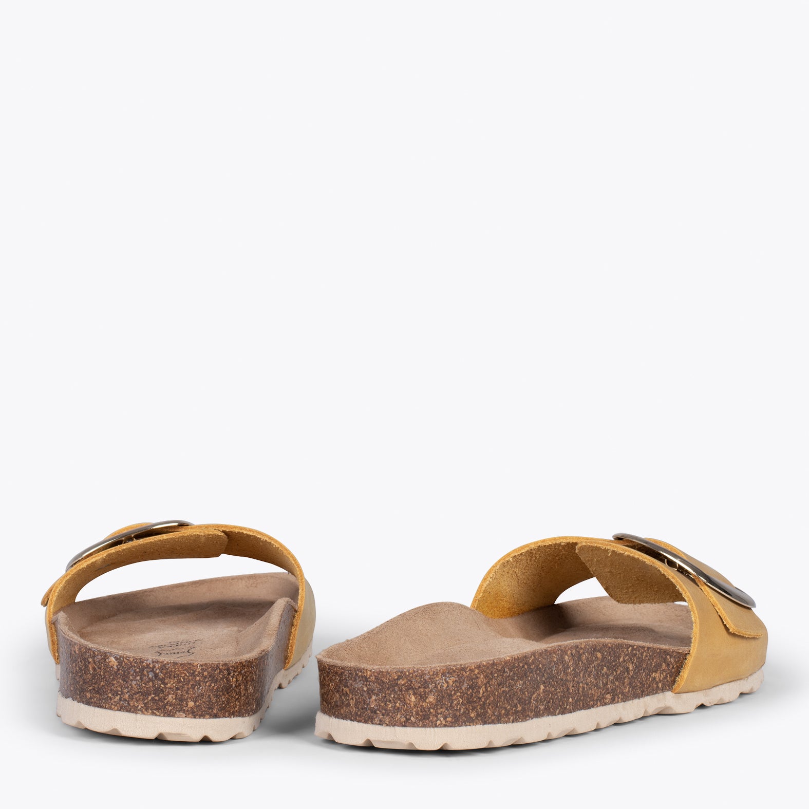 CLAVEL – MUSTARD leather slides with buckle