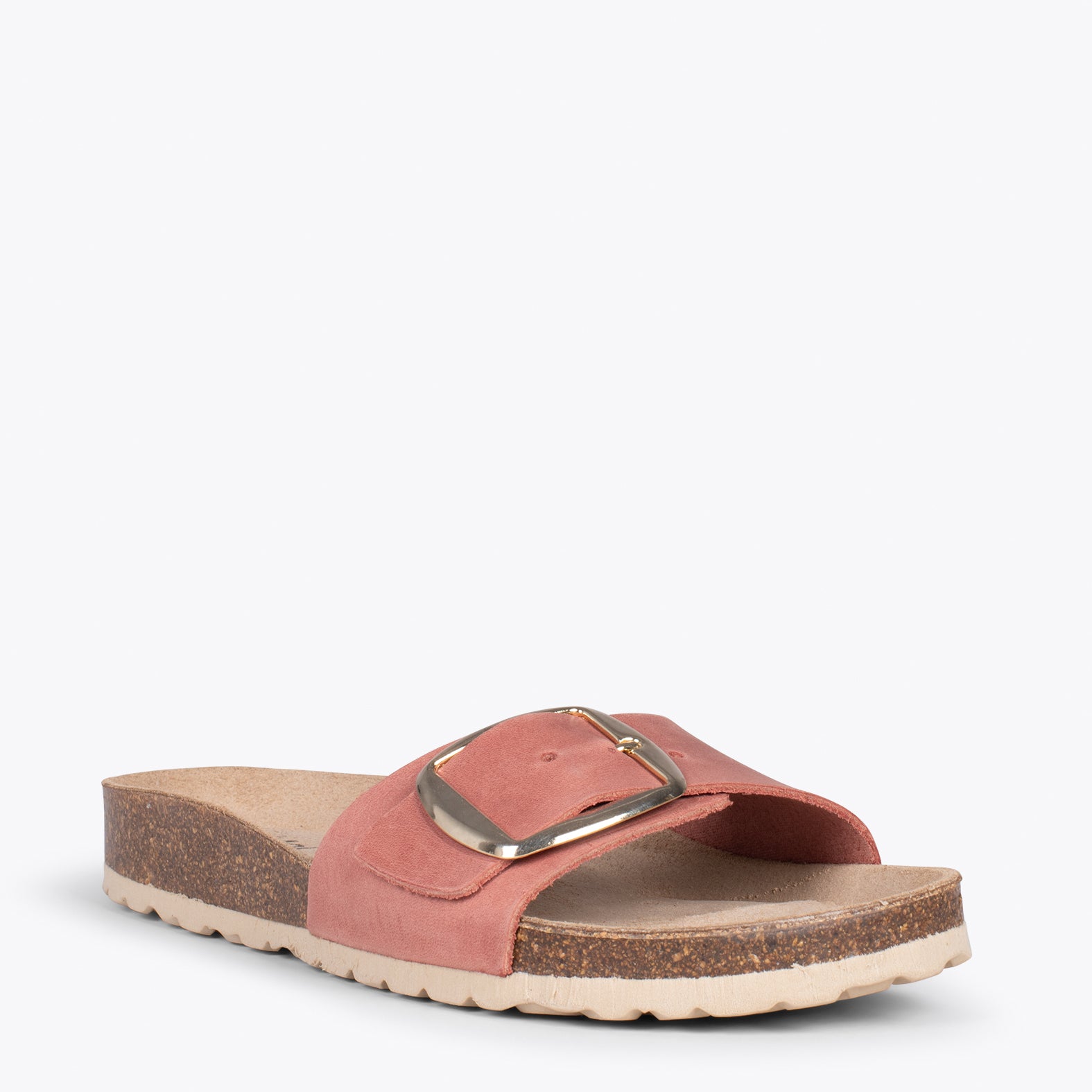 CLAVEL – CORAL leather slides with buckle
