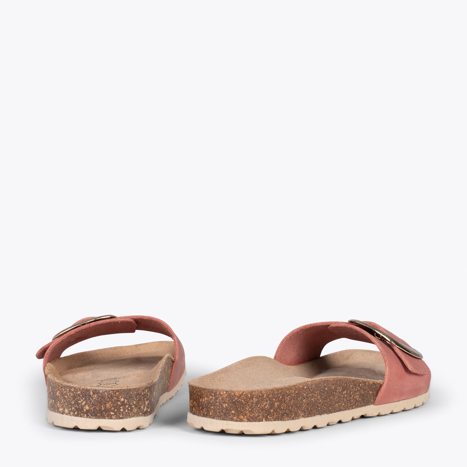CLAVEL – CORAL leather slides with buckle