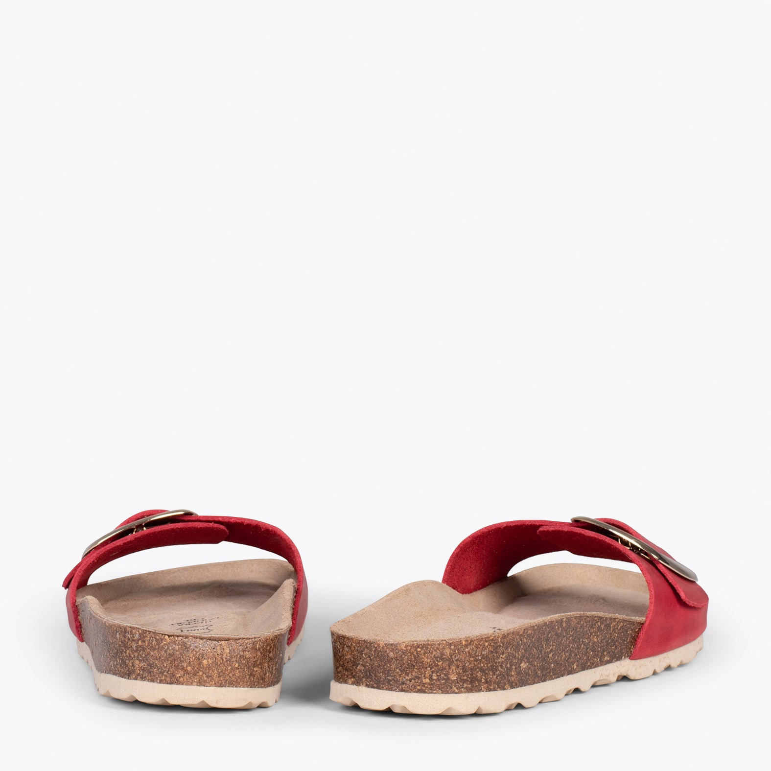CLAVEL – RED leather slides with buckle23152 ROJO