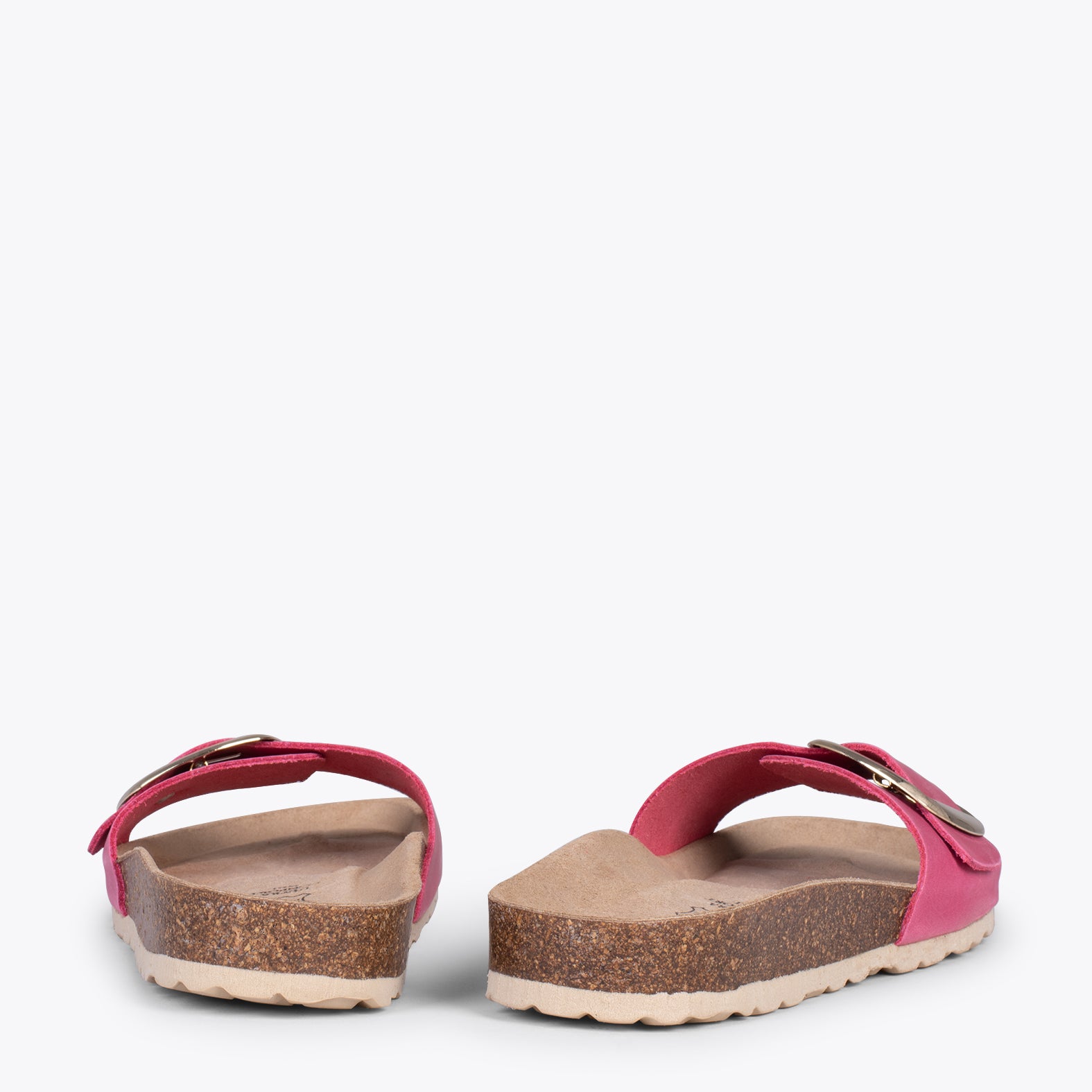 CLAVEL – FUCHSIA leather slides with buckle