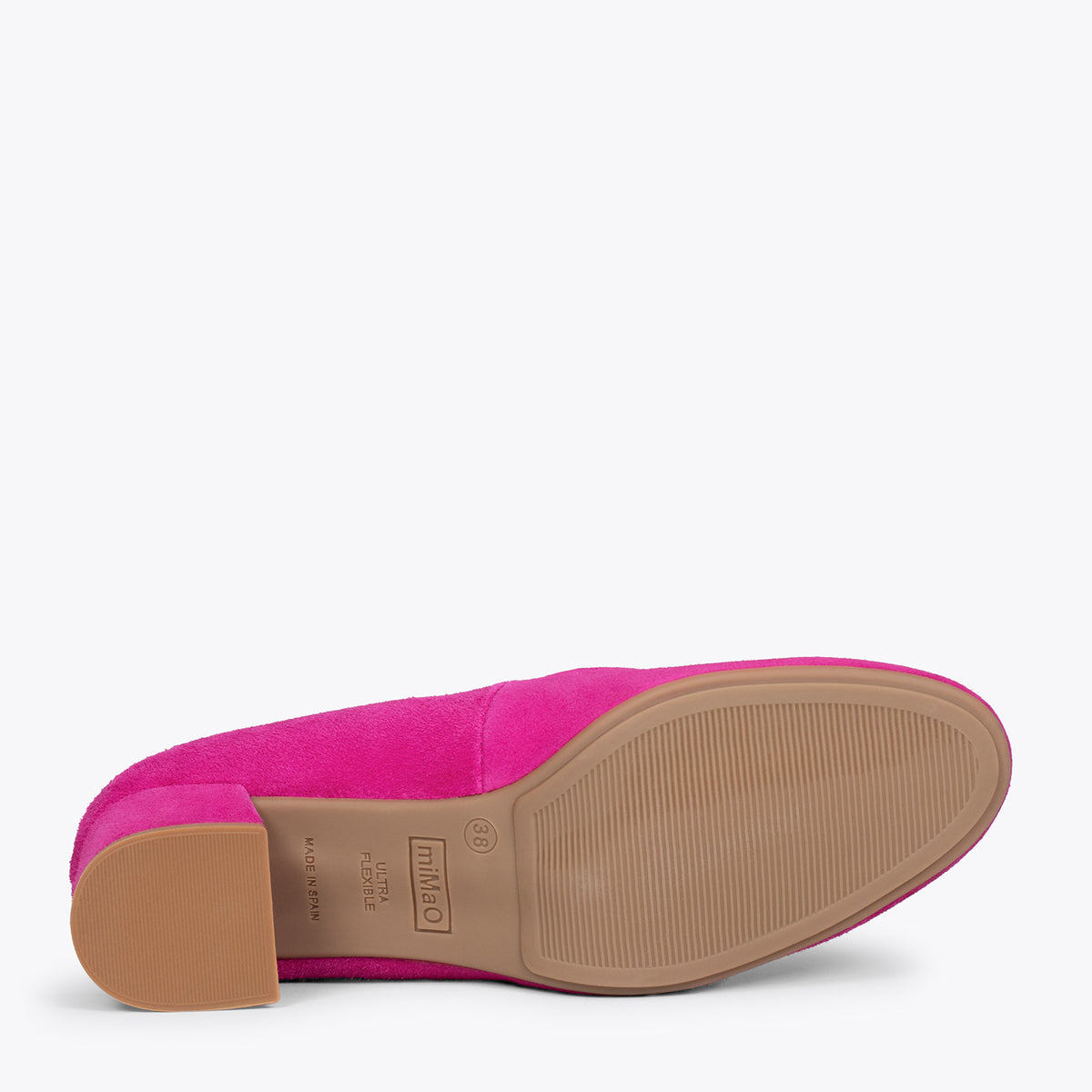 URBAN REDONDO – Zapatos de tacón bajo de ante FUCSIA