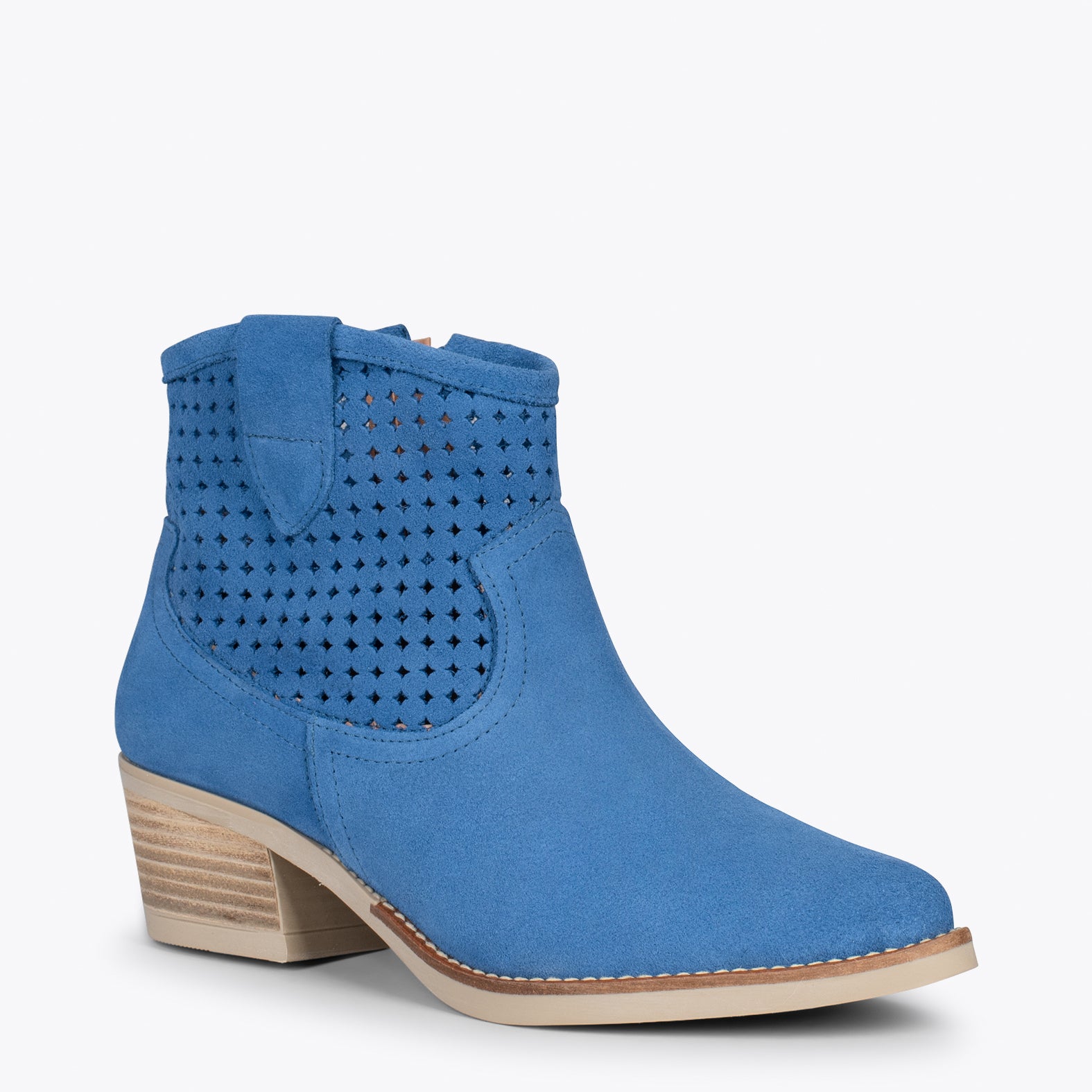HOUSTON – BLUE cowboy booties with heel