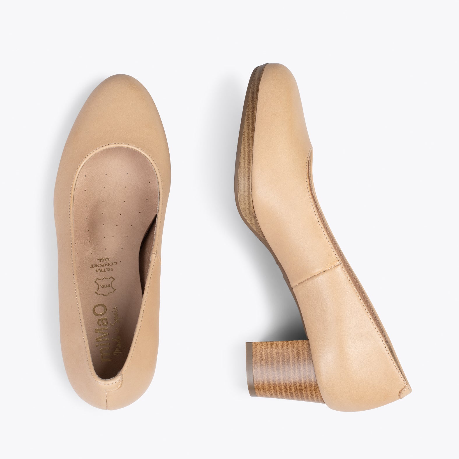 AZAFATA S – Zapatos de mujer con tacón bajo y plataforma BEIGE