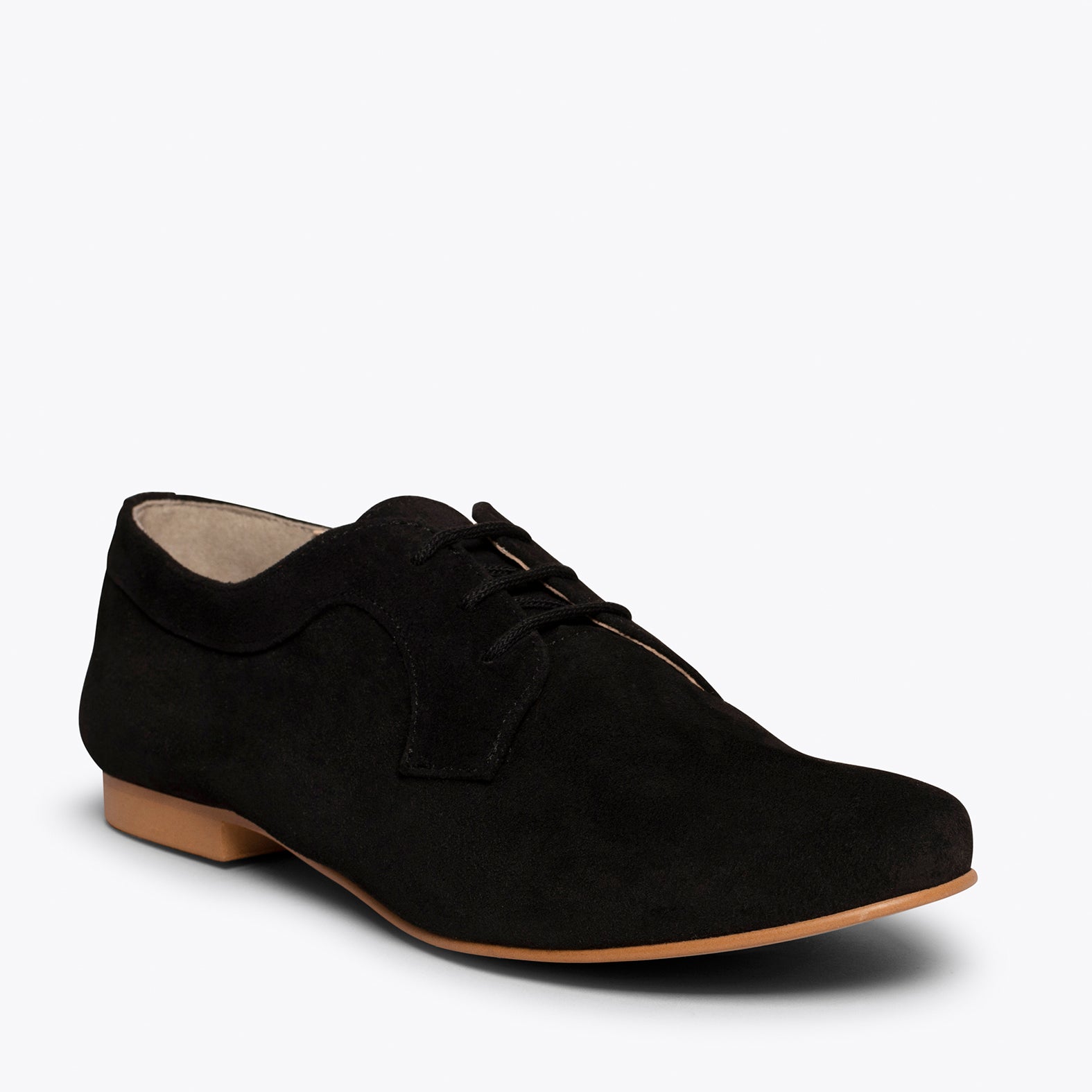 BLUCHER – BLACK flat shoe with laces