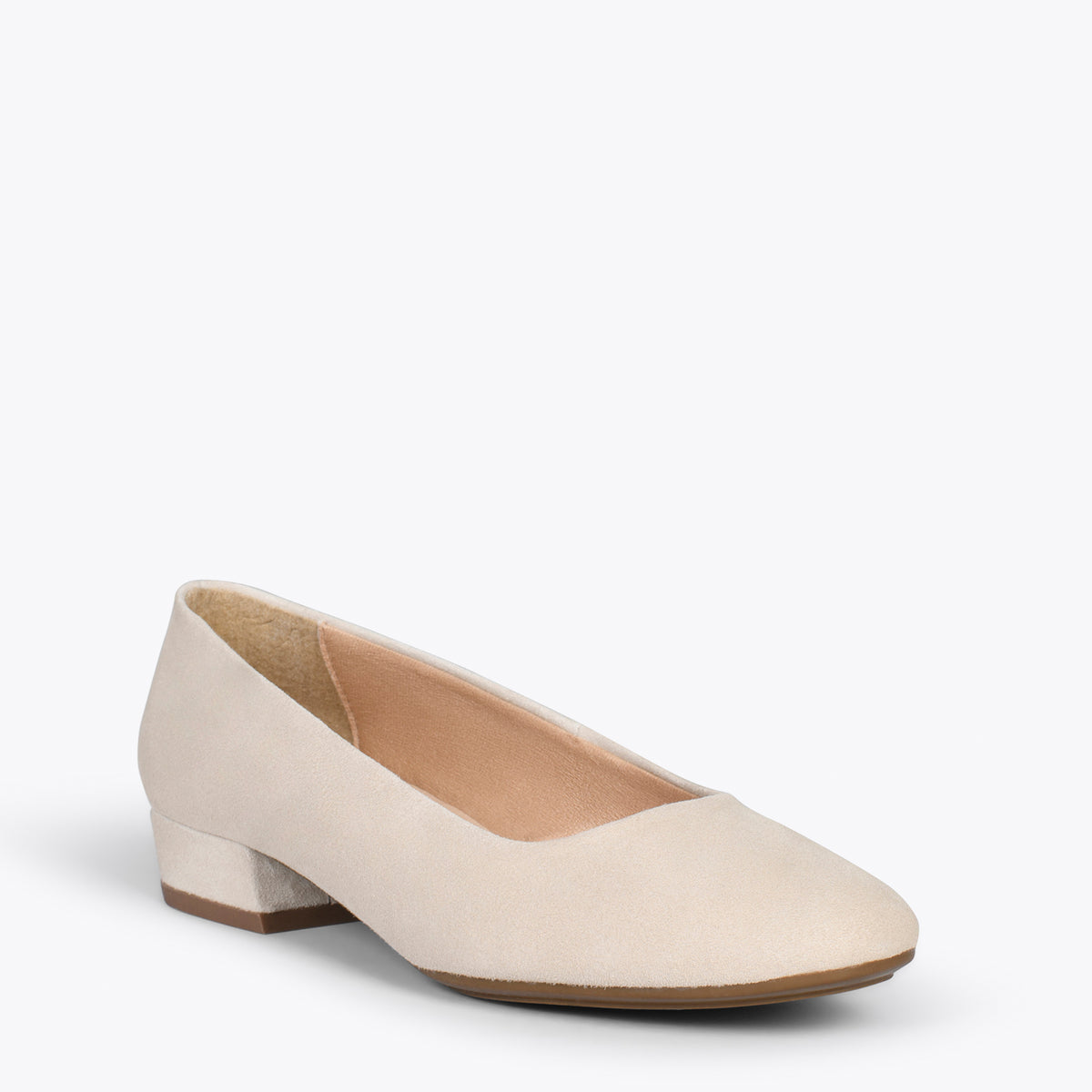 URBAN XS – Zapatos de tacón bajo de ante HUESO