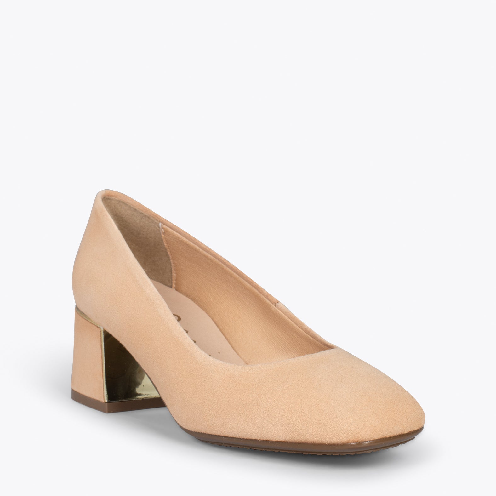 FEMME – CAMEL mid heel shoes with square toe