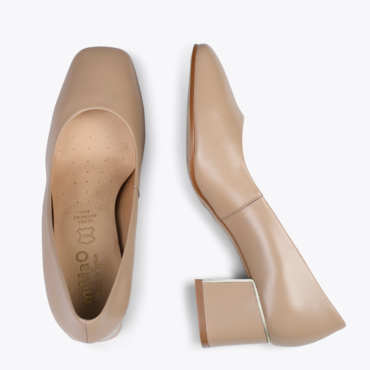 FEMME – BEIGE mid heel shoes with square toe