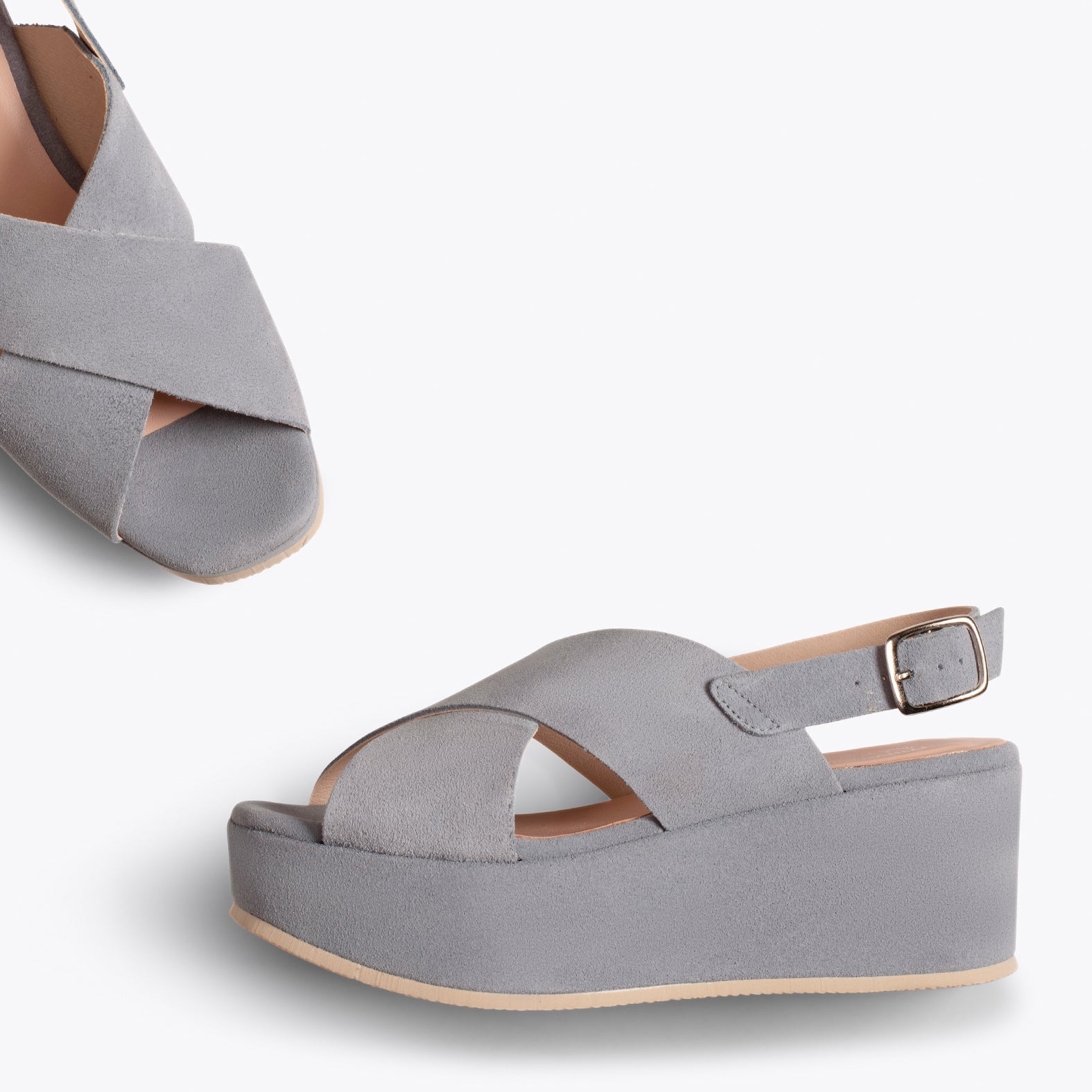 Grey suede clearance platform sandals