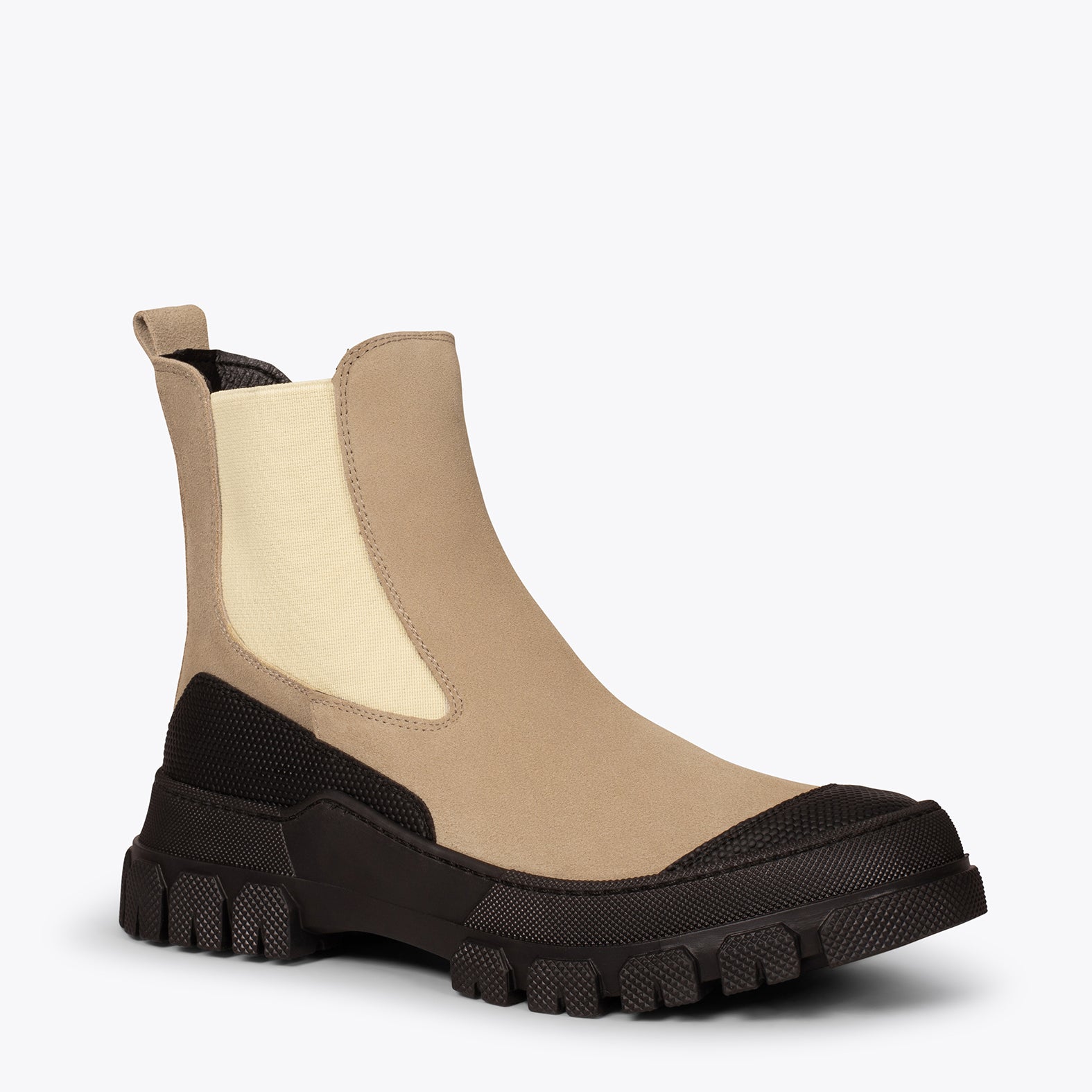 BROOKLYN - BEIGE track booties with rubber toe