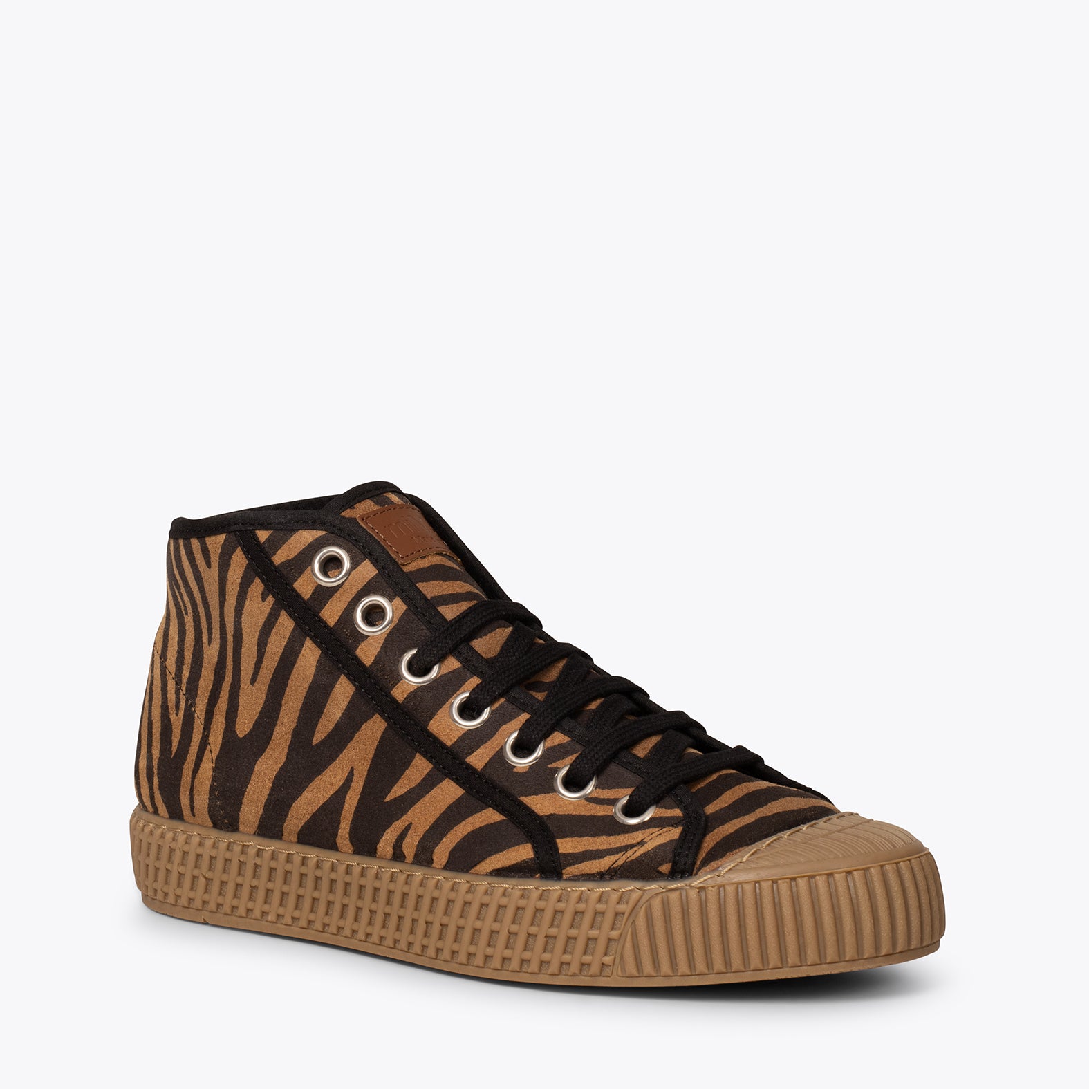 JUMP Baskets nubuck animal print CAMEL pour femme miMaO