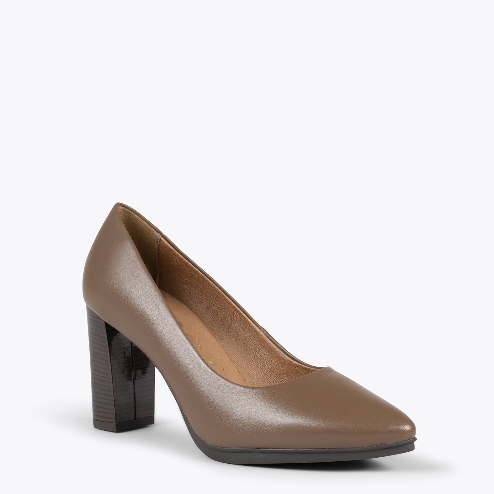 URBAN ÉCLAT – Chaussures à talon haut en cuir nappa MARRON