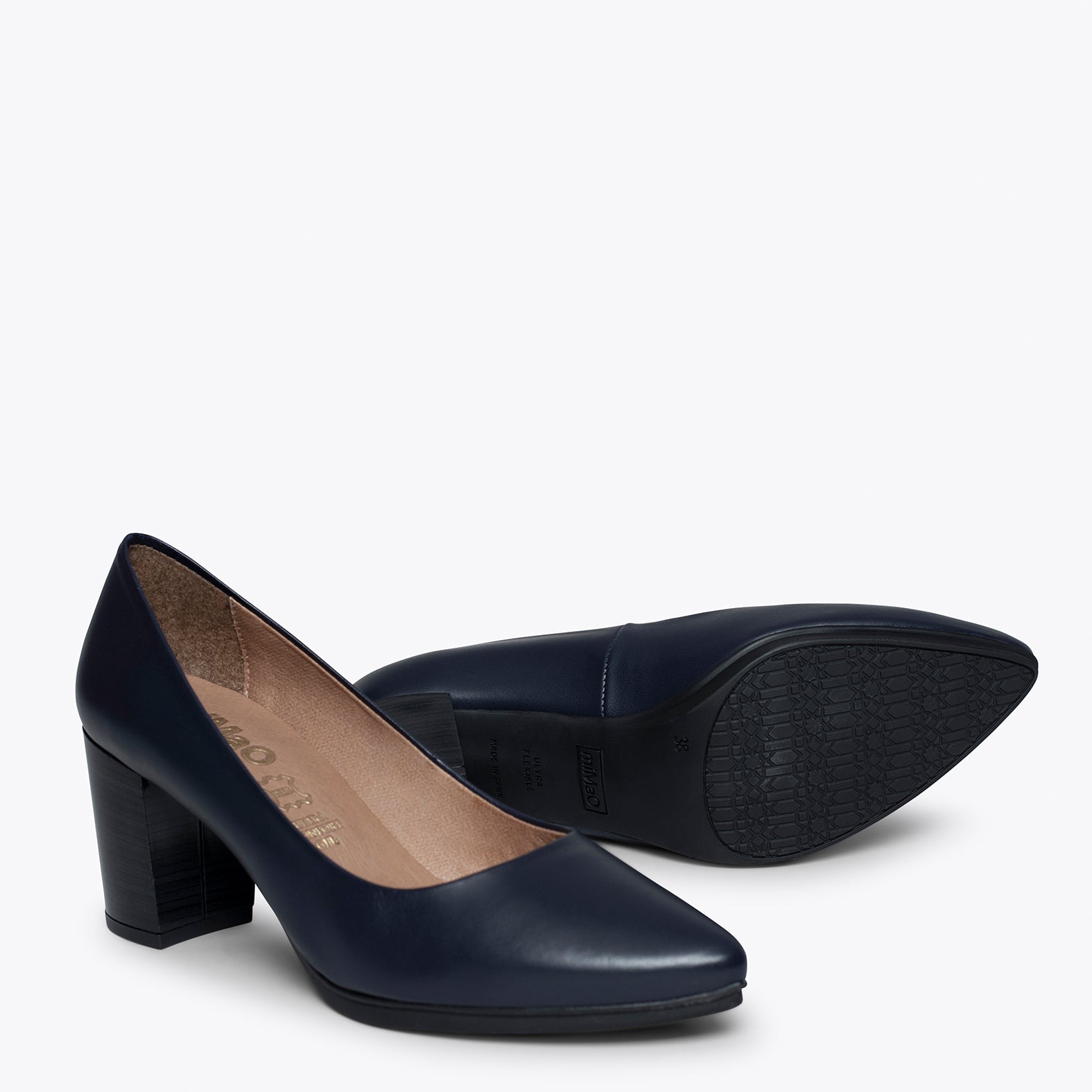 URBAN S SALON – NAVY nappa leather mid heels