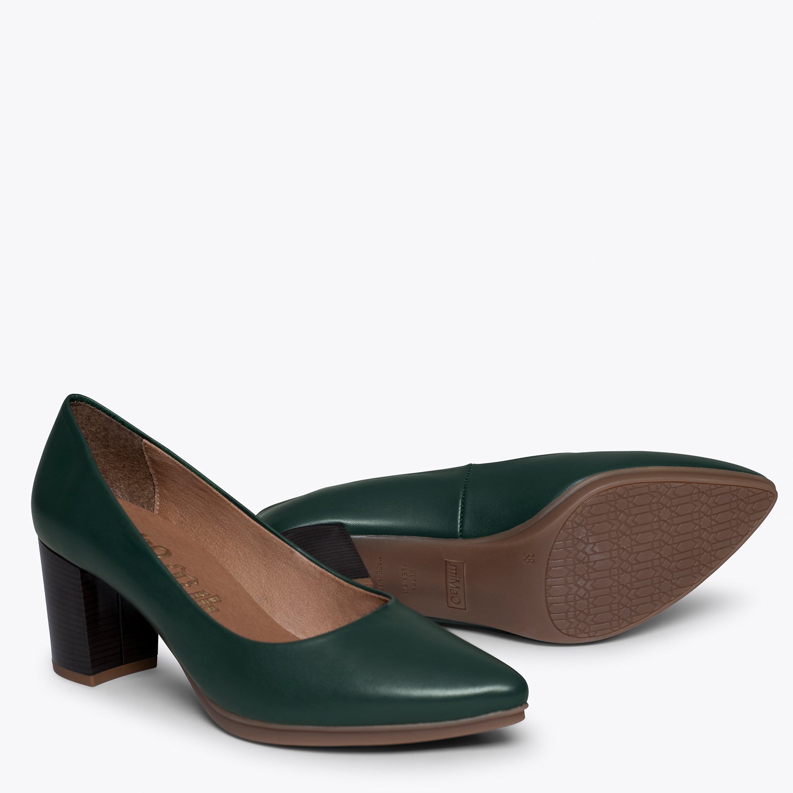 URBAN S SALON – GREEN nappa leather mid heels