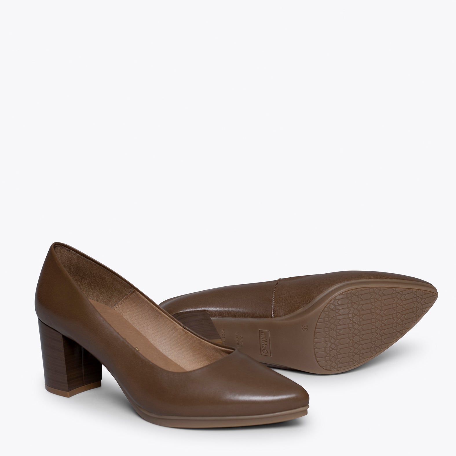 URBAN S SALON – BROWN nappa leather mid heels