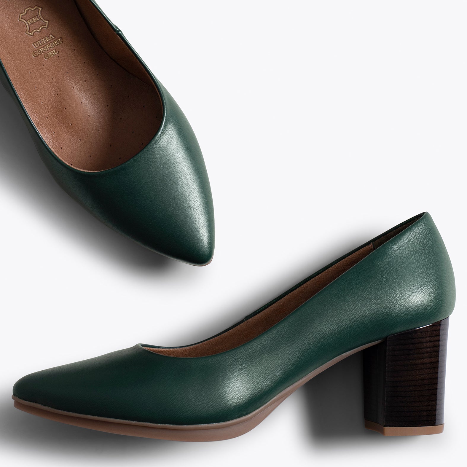 URBAN S SALON – GREEN nappa leather mid heels