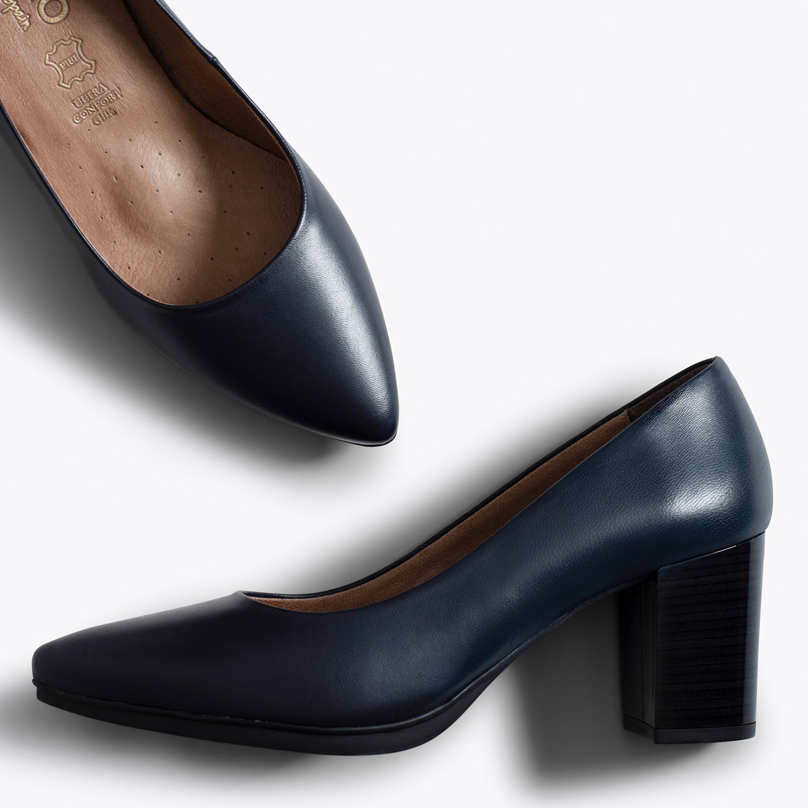 URBAN S SALON – NAVY nappa leather mid heels