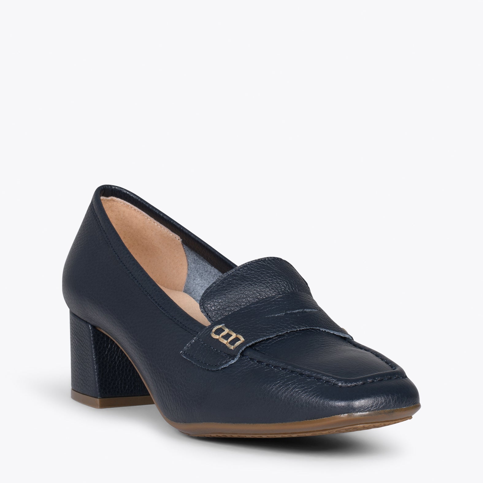 MASK HEEL - NAVY women's loafers with heel and mask