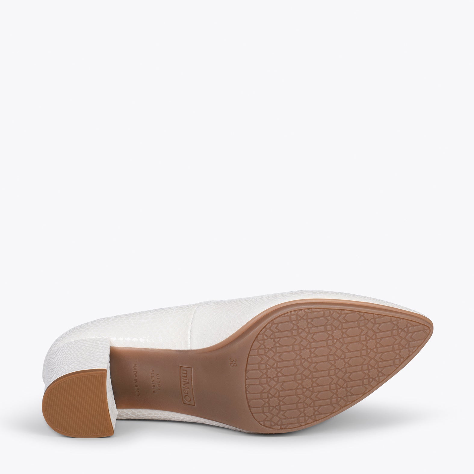 URBAN S ROYAL – WHITE laminated suede mid heel