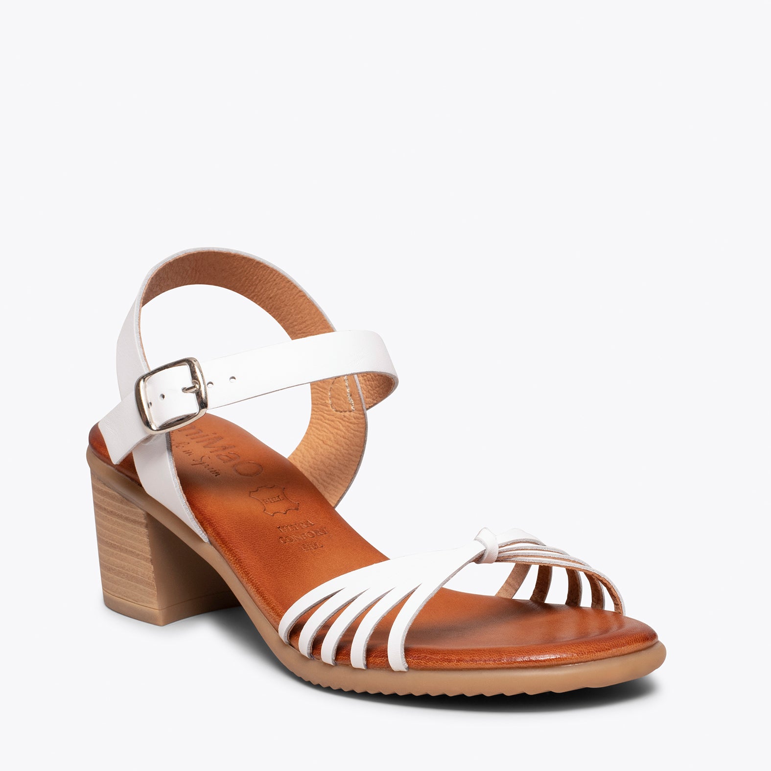 LOTO – WHITE sandals with comfortable block heel