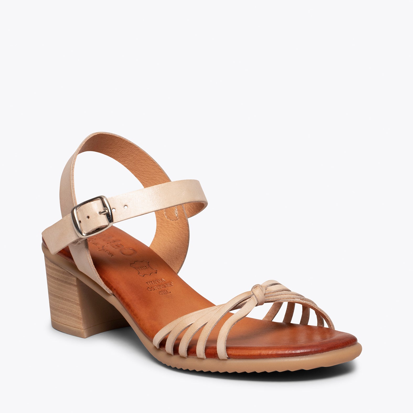 LOTO – BEIGE sandals with comfortable block heel
