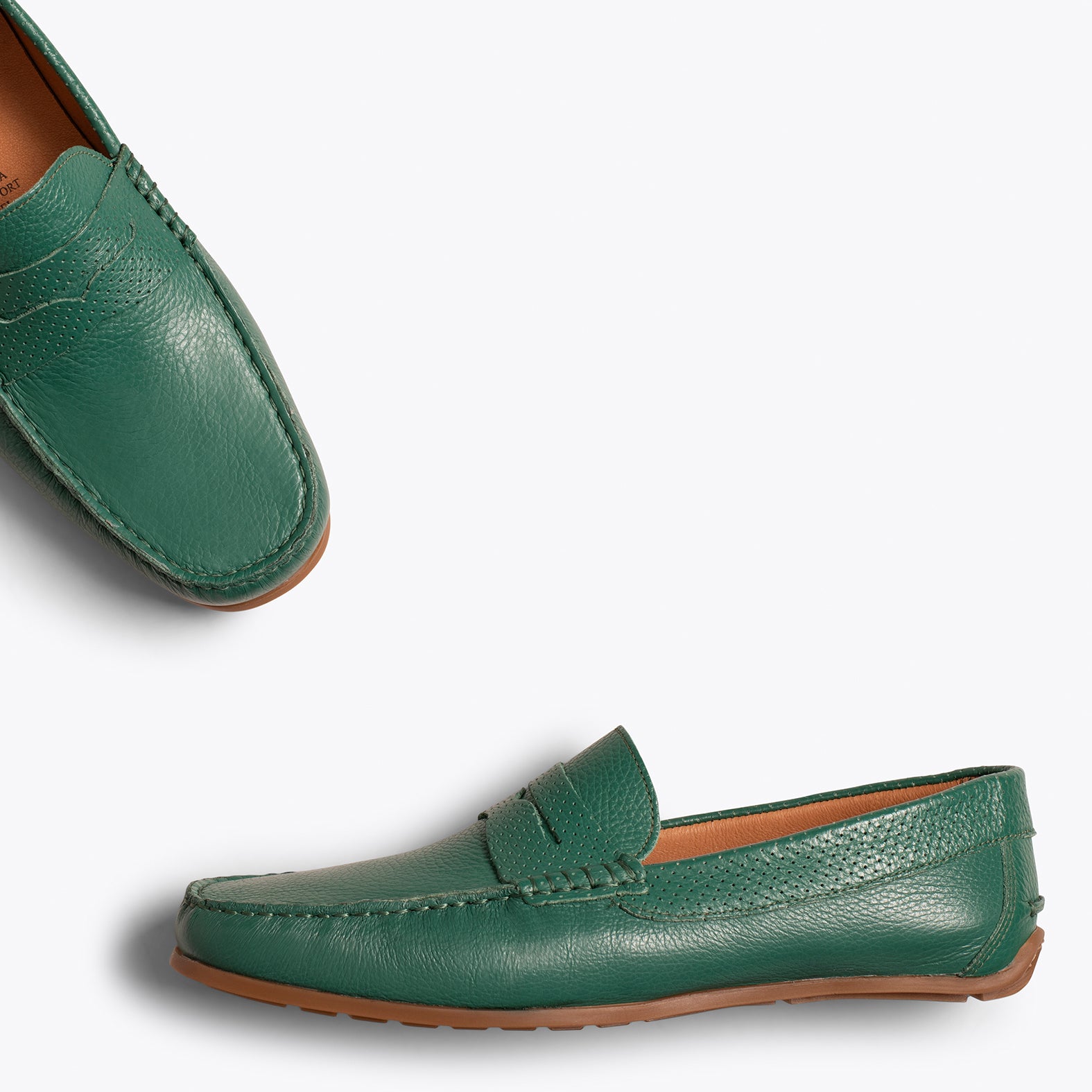 Mocassin en cuir d contract pour homme VERT Chaussures cuir