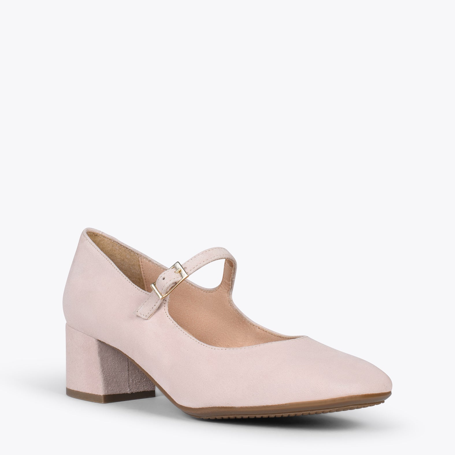 BELLA – NUDE suede leather mary-jane shoes