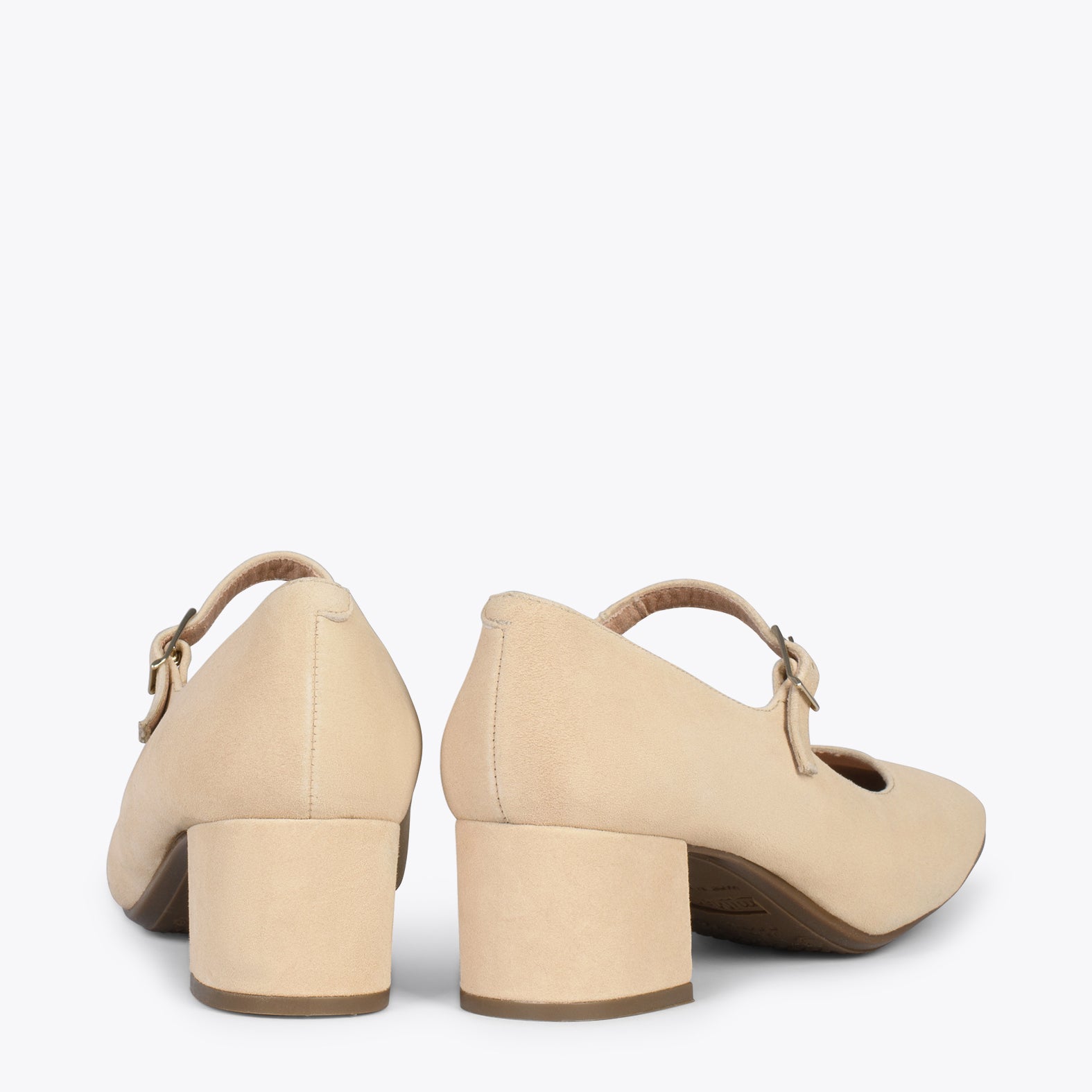 BELLA – BEIGE suede leather mary-jane shoes