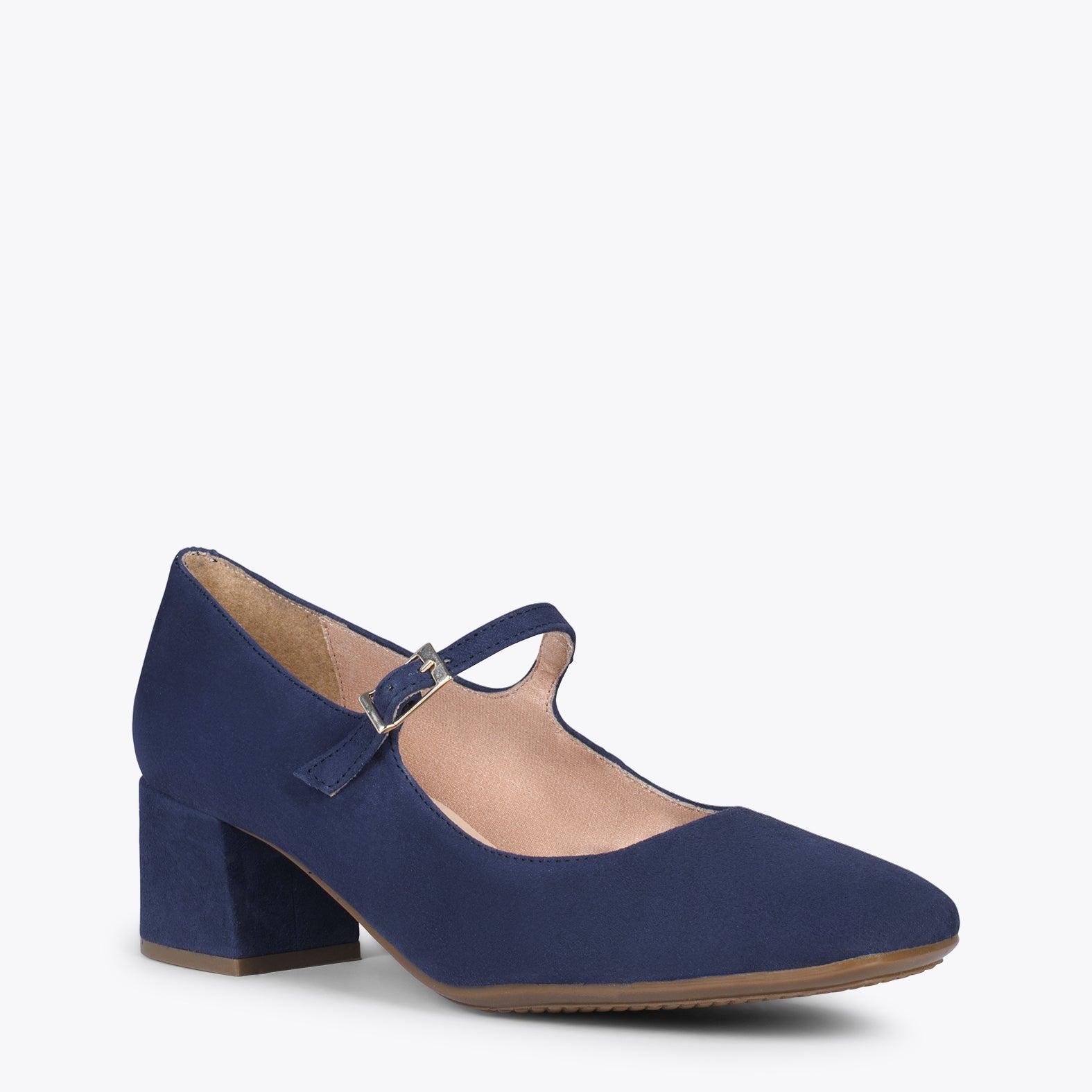 BELLA – NAVY suede leather mary-jane shoes