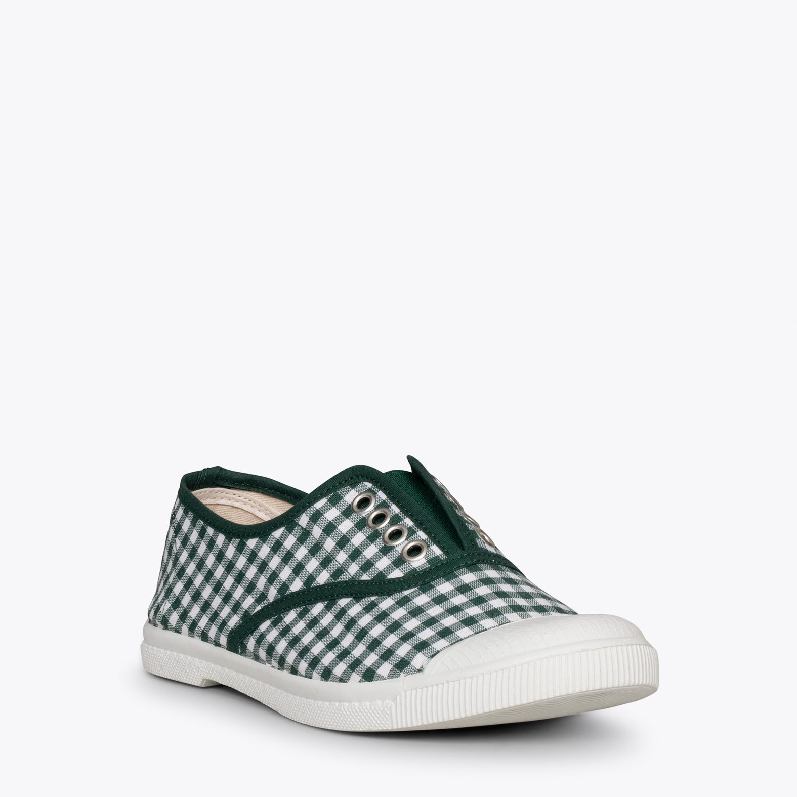 WAY – GREEN VICHY sneakers with elastic