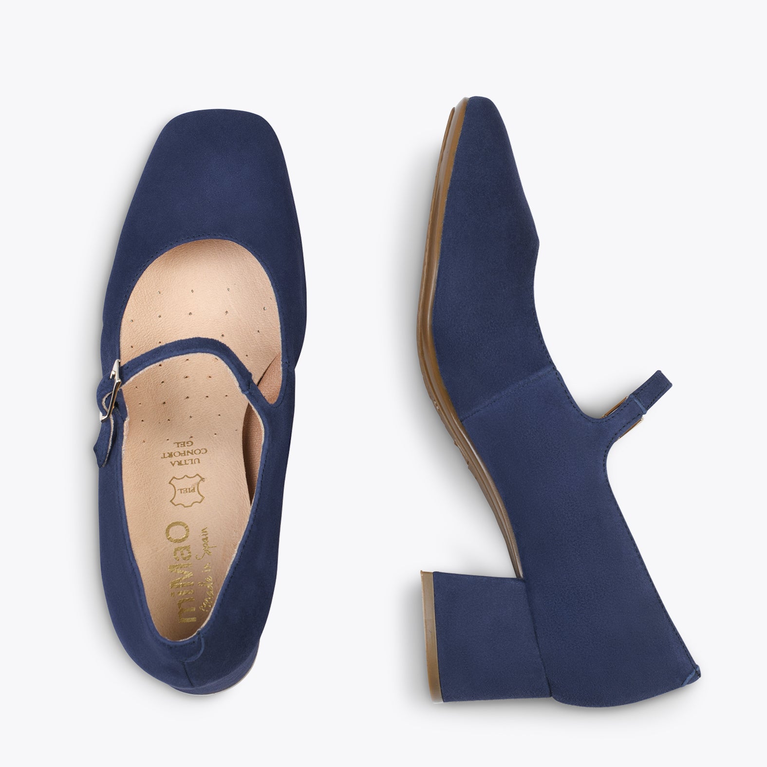 BELLA – NAVY suede leather mary-jane shoes