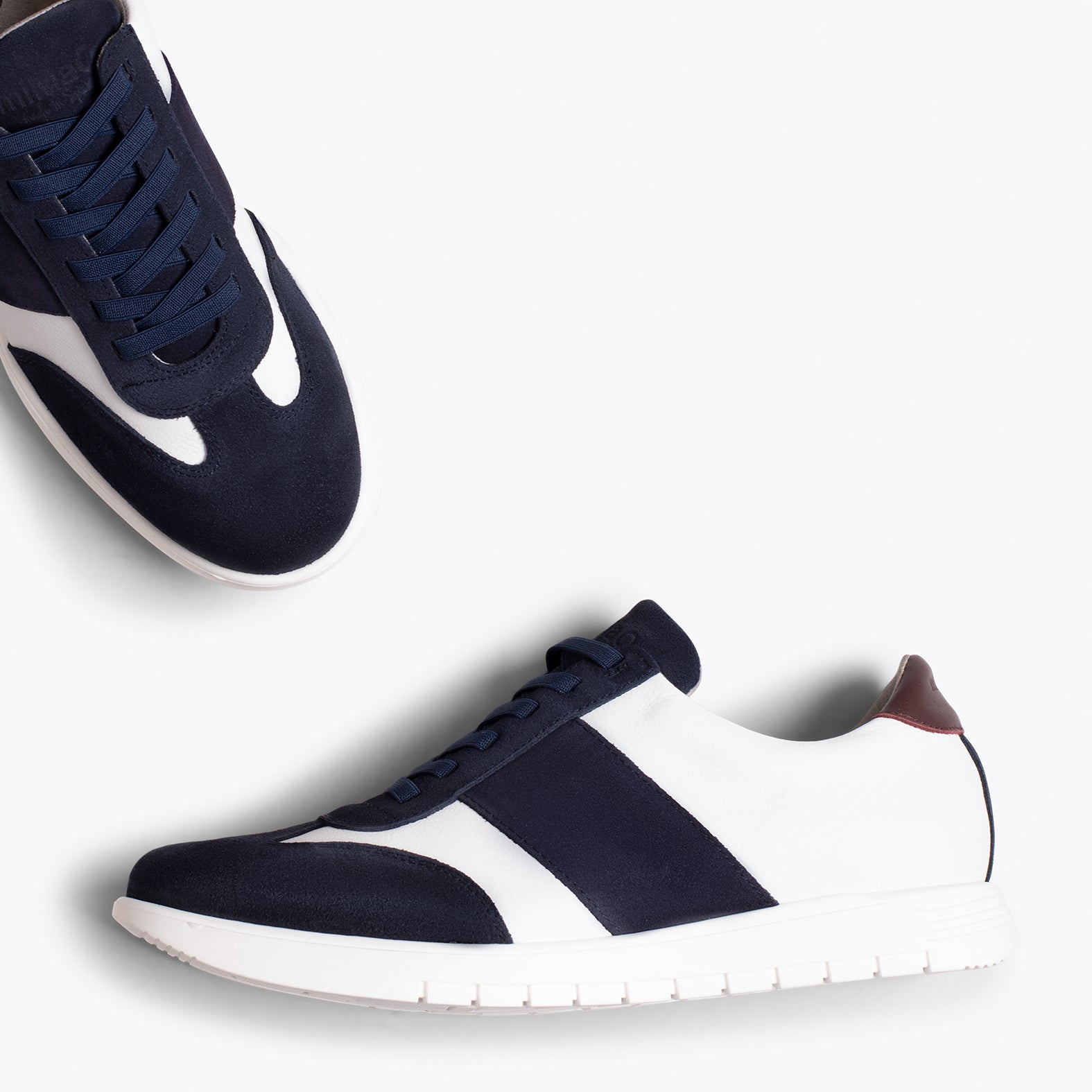 SPORT  - WHITE AND NAVY mixed leather sneaker for men