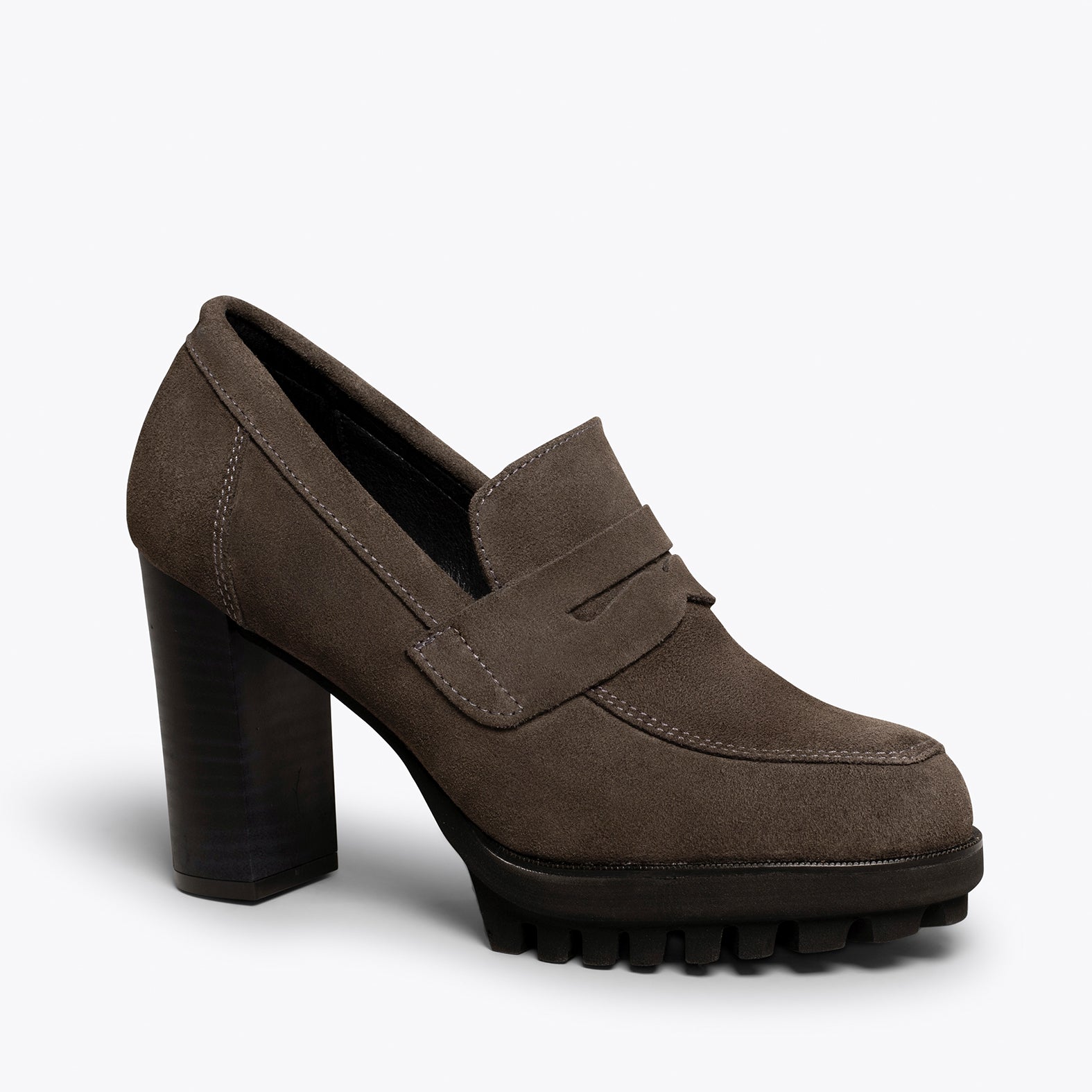 TREND – TAUPE high heel moccasin with platform