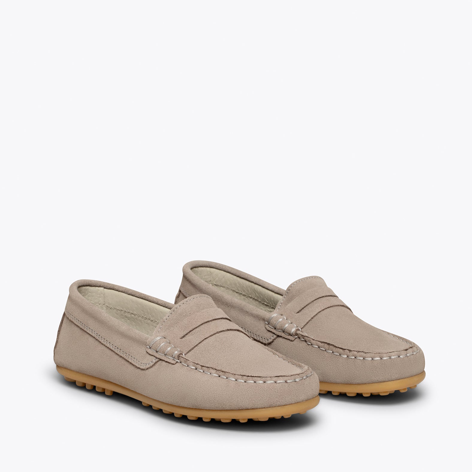 MOCCAS N Mocassins GRIS pour enfants en cuir