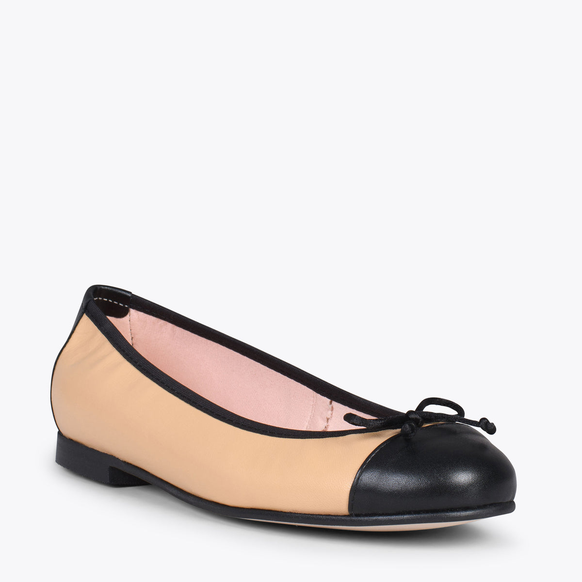 BALLET – SAND ballerina flats with black toe
